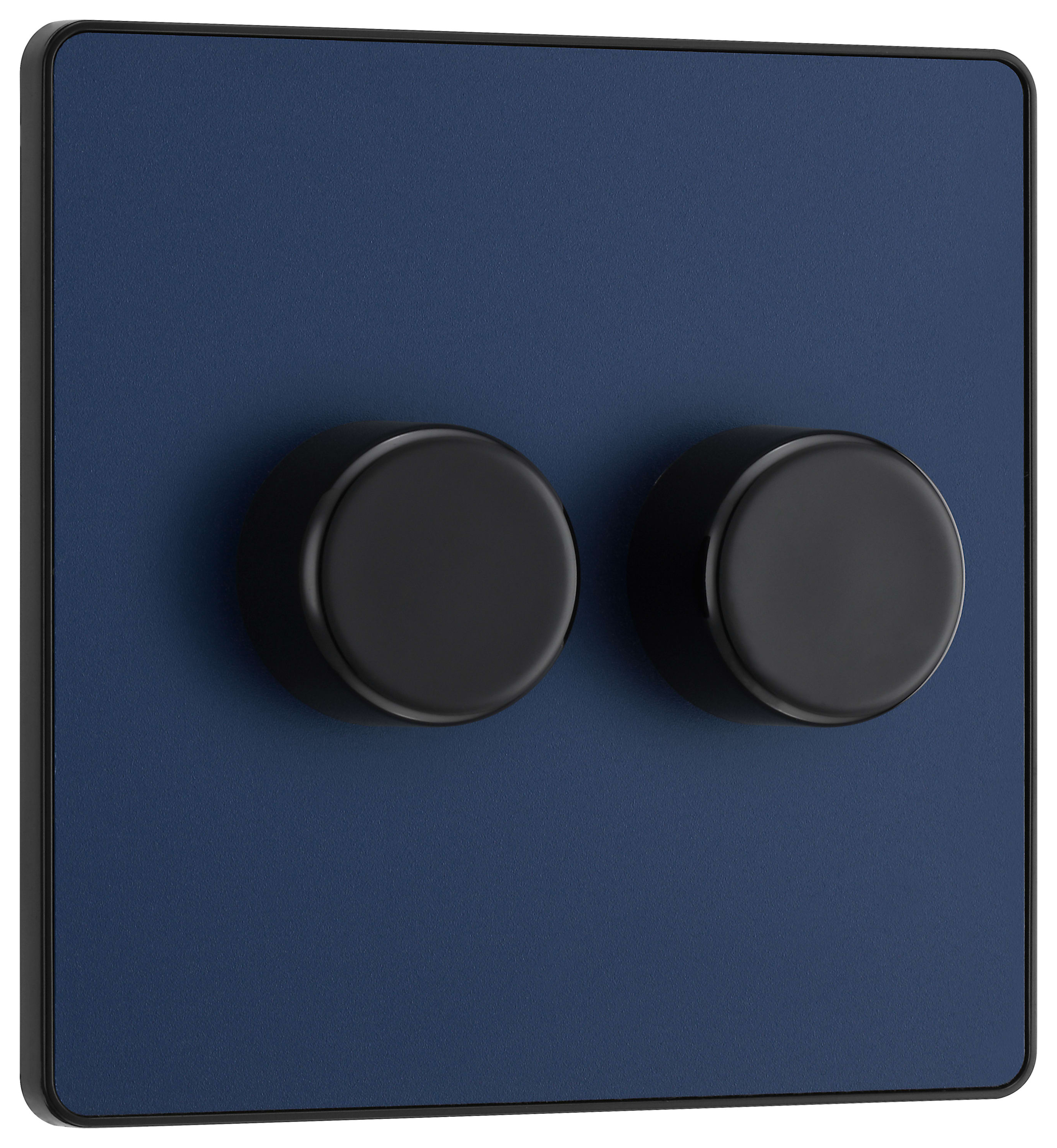 BG Evolve Matt Blue 2 Way Trailing Edge Led Push On / Off Double Dimmer Switch - 200W