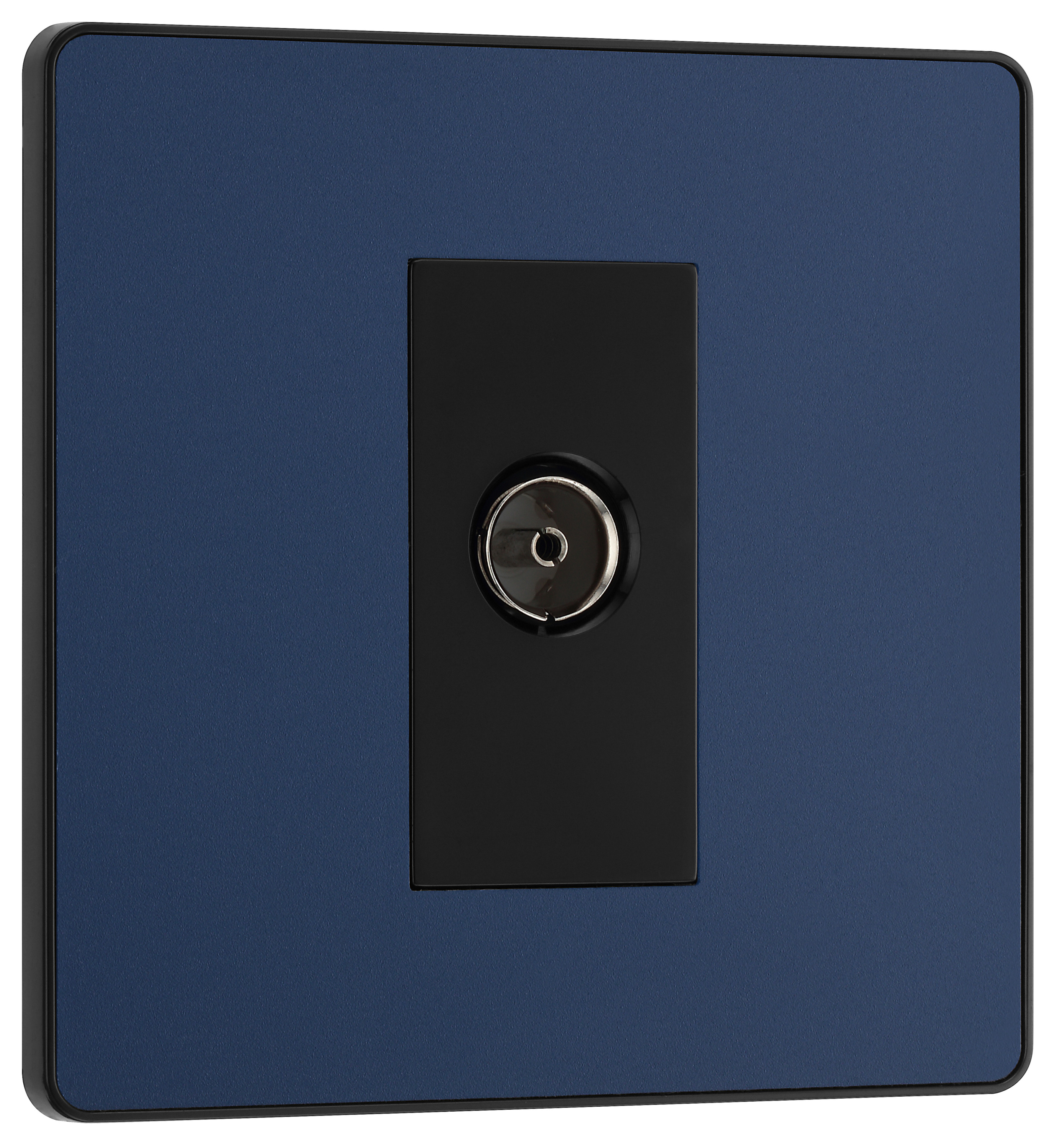 BG Evolve Matt Blue Single Socket for TV or FM Co-Axial Aerial Connection