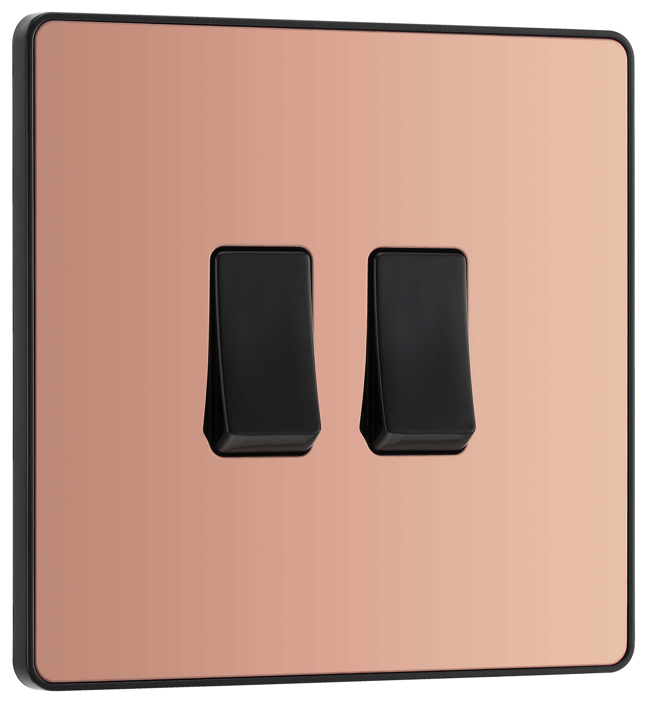 BG Evolve 2 Way 20A 16Ax Double Light Switch - Polished Copper