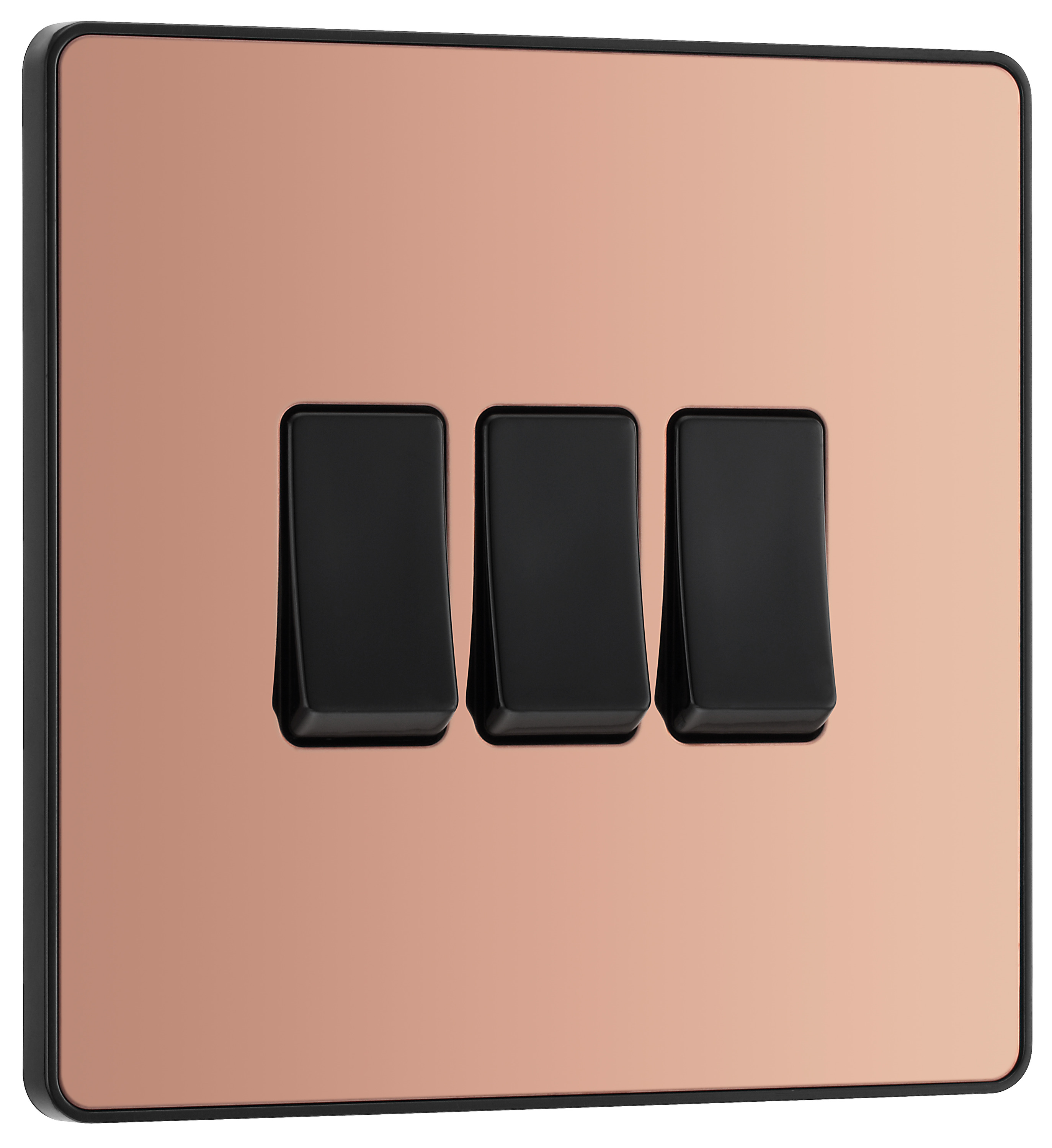 Image of BG Evolve Polished Copper 20A 16Ax Triple Light Switch - 2 Way