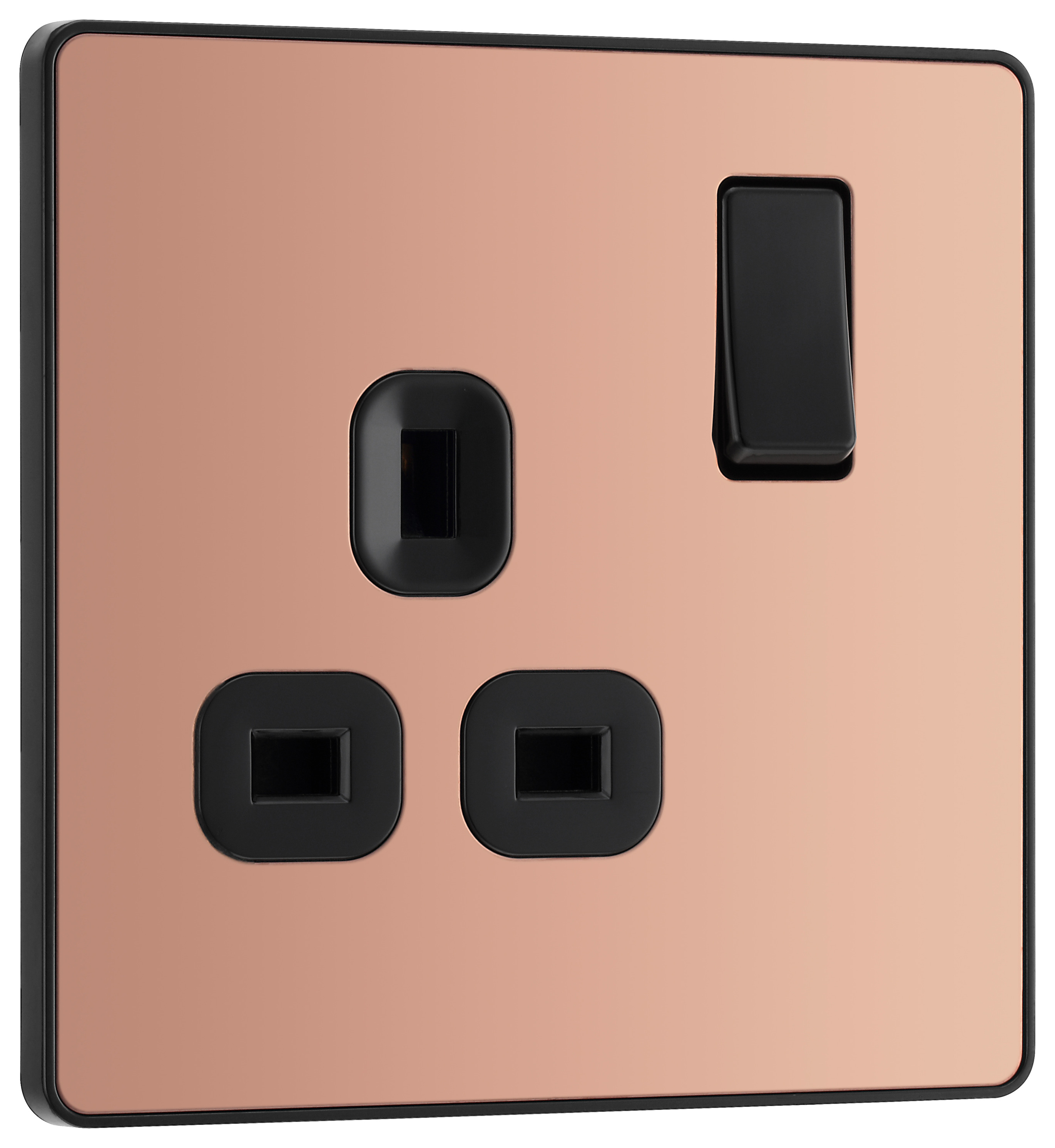 BG Evolve 13A Single Switched Power Socket - Polished Copper