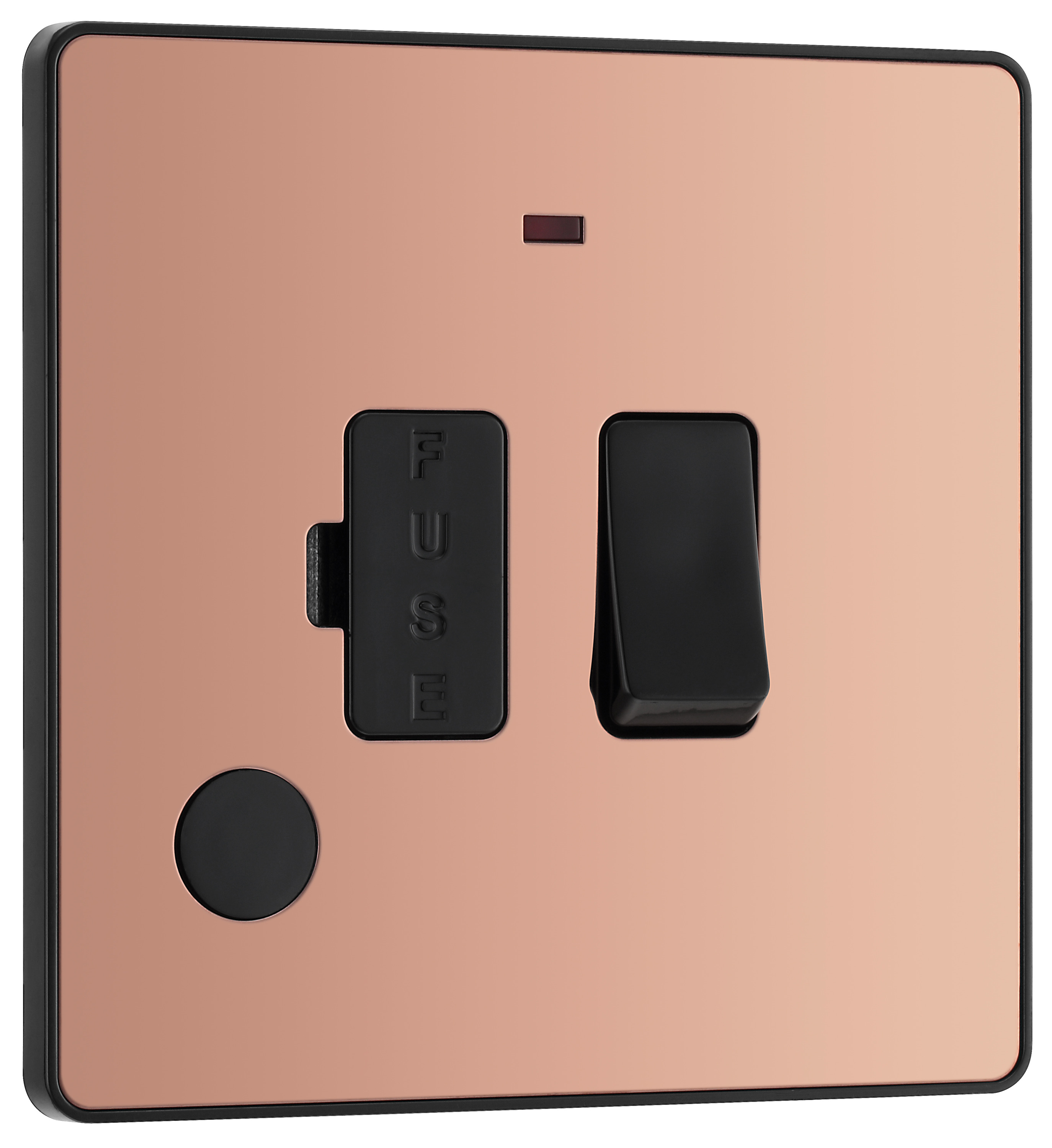 Image of BG Evolve Polished Copper 13A Switched Fused Connection Unit with Power Led Indicator & Flex Outlet