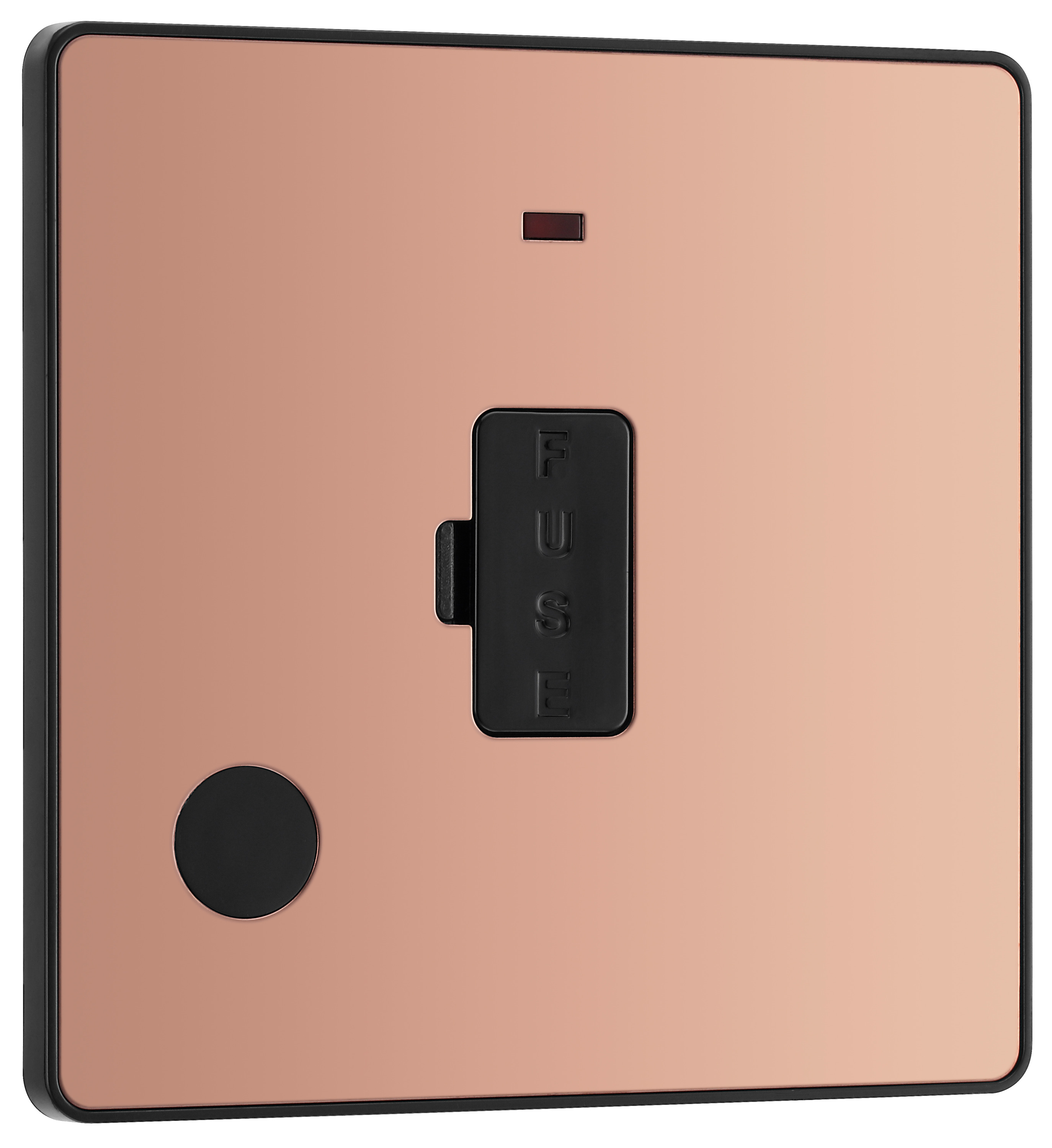 BG Evolve Polished Copper 13A Unswitched Fused Connection Unit with Power Led Indicator & Flex Outlet