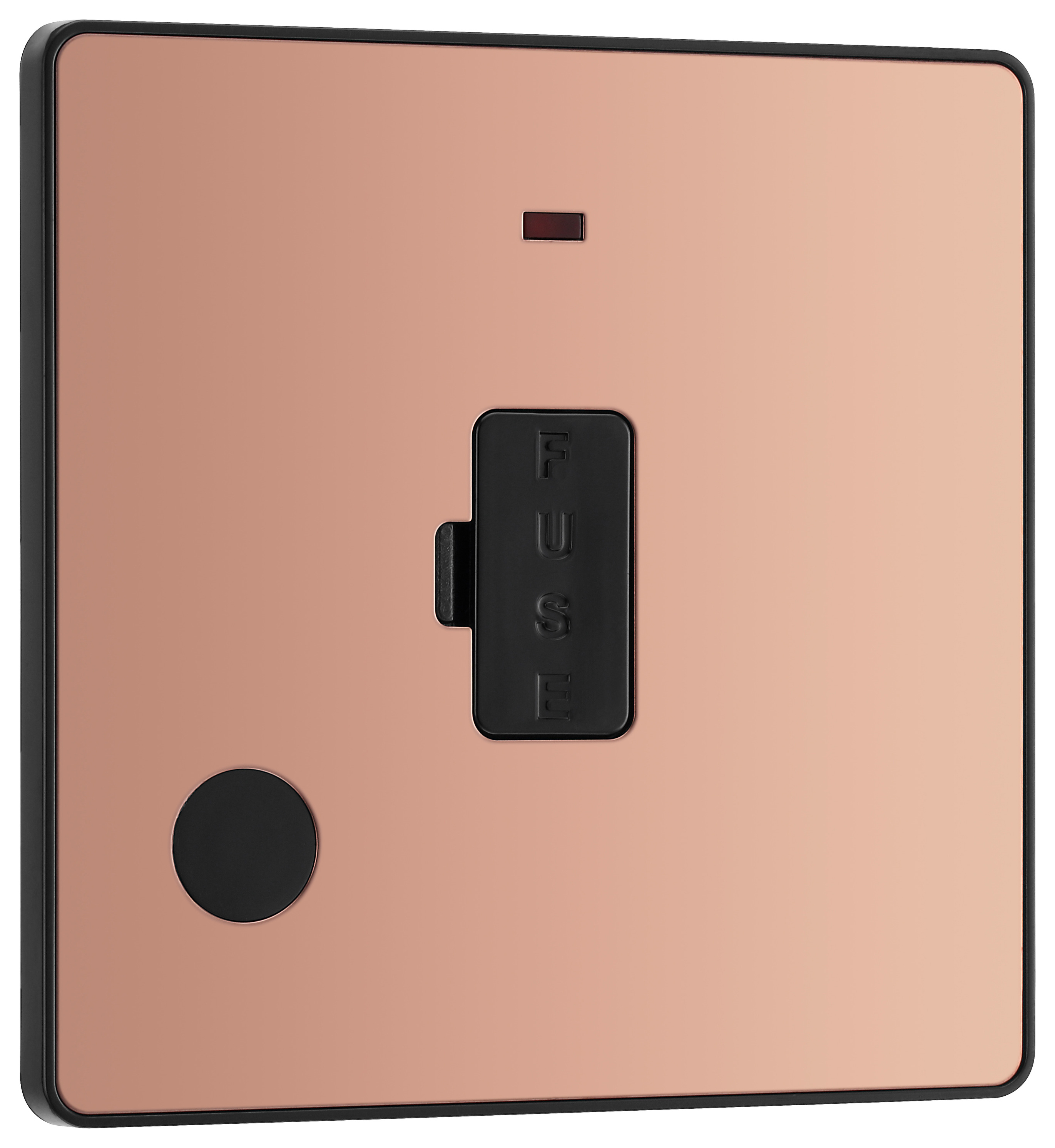 BG Evolve Polished Copper 13A Unswitched Fused Connection Unit with Power Led Indicator & Flex Outlet