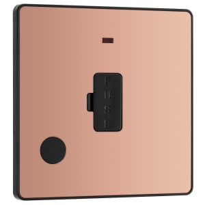 BG Evolve Polished Copper 13A Unswitched Fused Connection Unit with Power Led Indicator & Flex Outlet