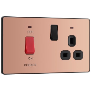 BG Evolve Polished Copper Cooker Control Double Pole Socket & Switch with Led Power Indicators