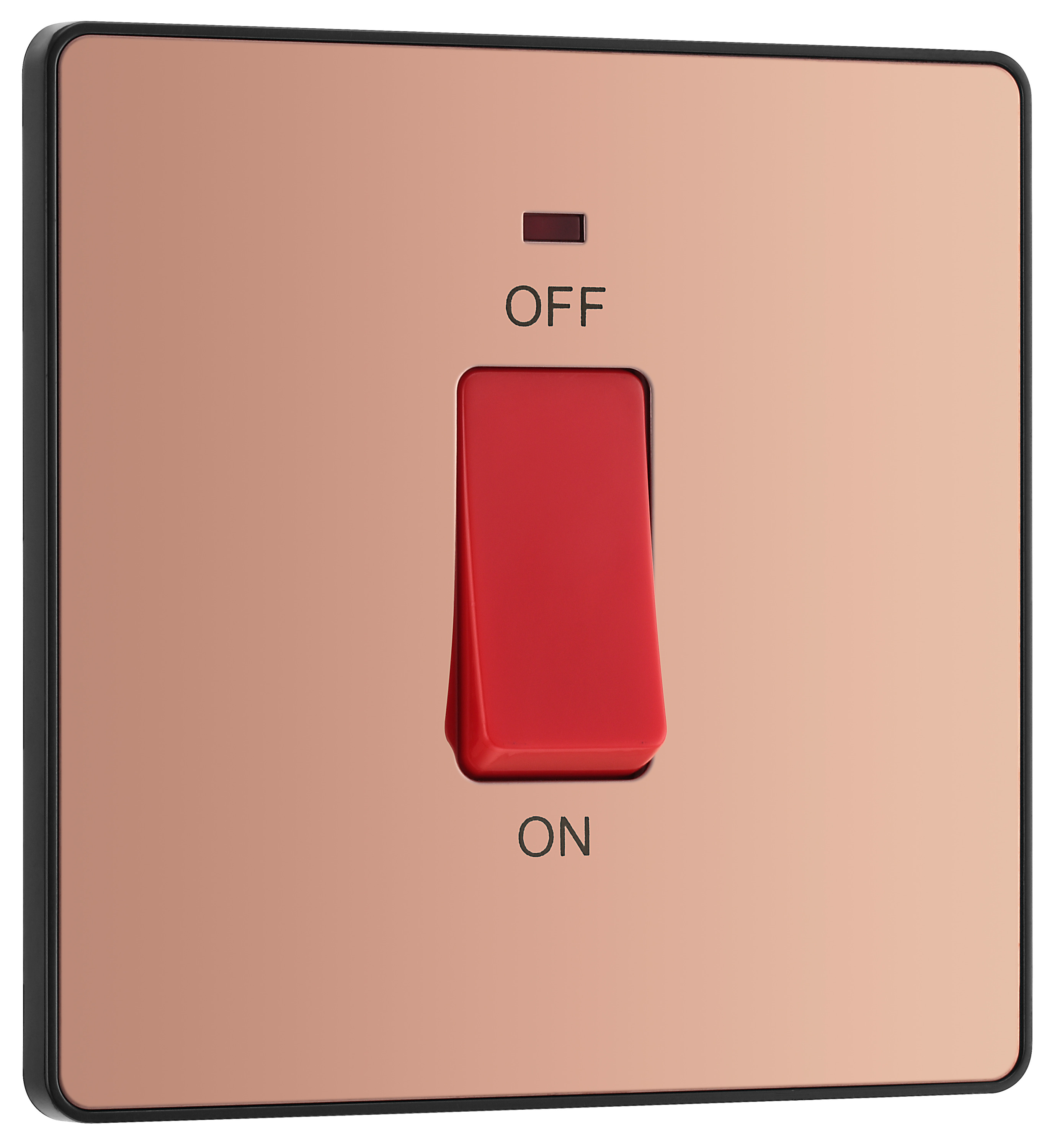 Image of BG Evolve Polished Copper 45A Square Double Pole Switch with Led Power Indicator