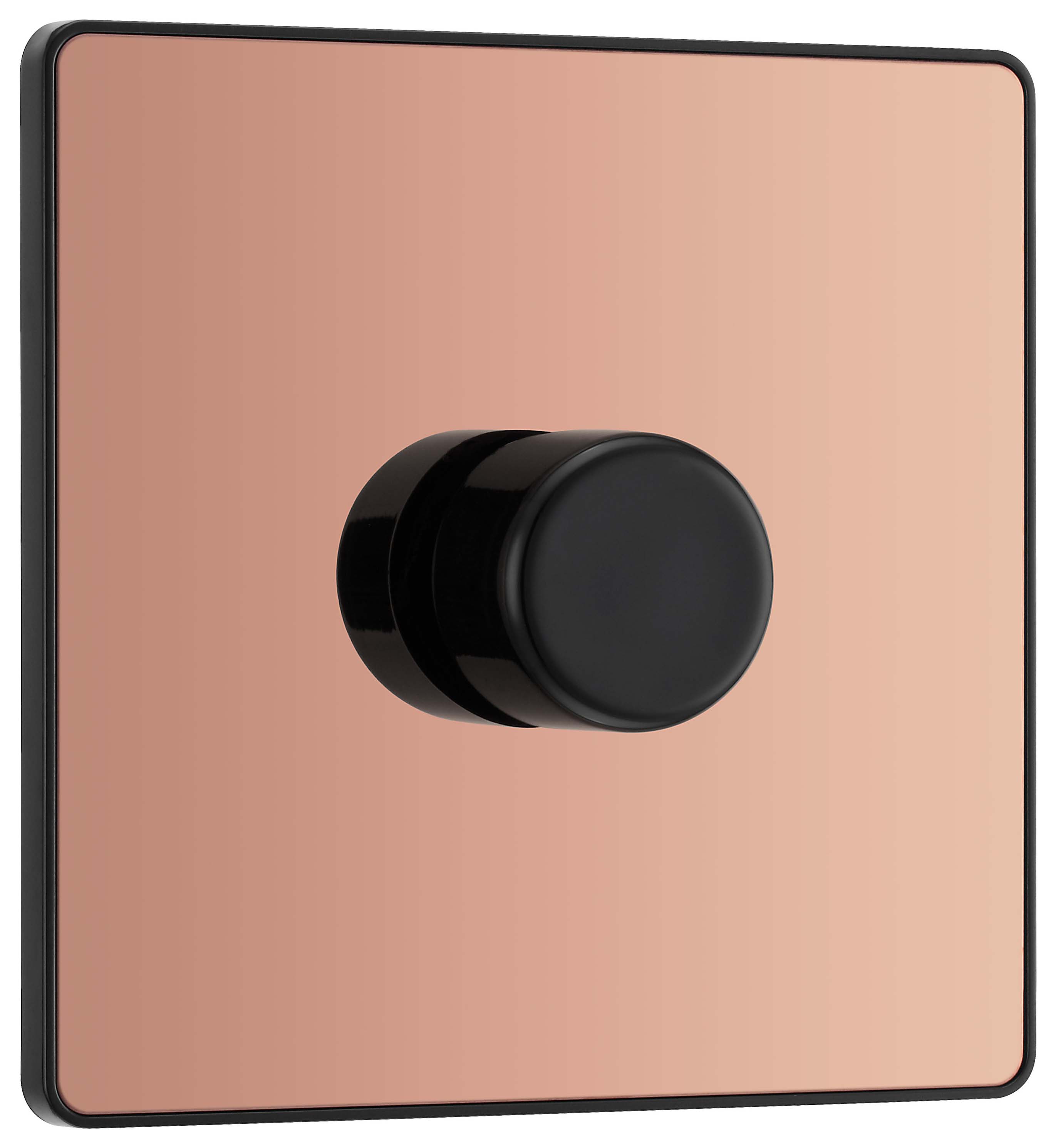 Image of BG Evolve Polished Copper 2 Way Trailing Edge Led Push On / Off Double Dimmer Switch - 200W