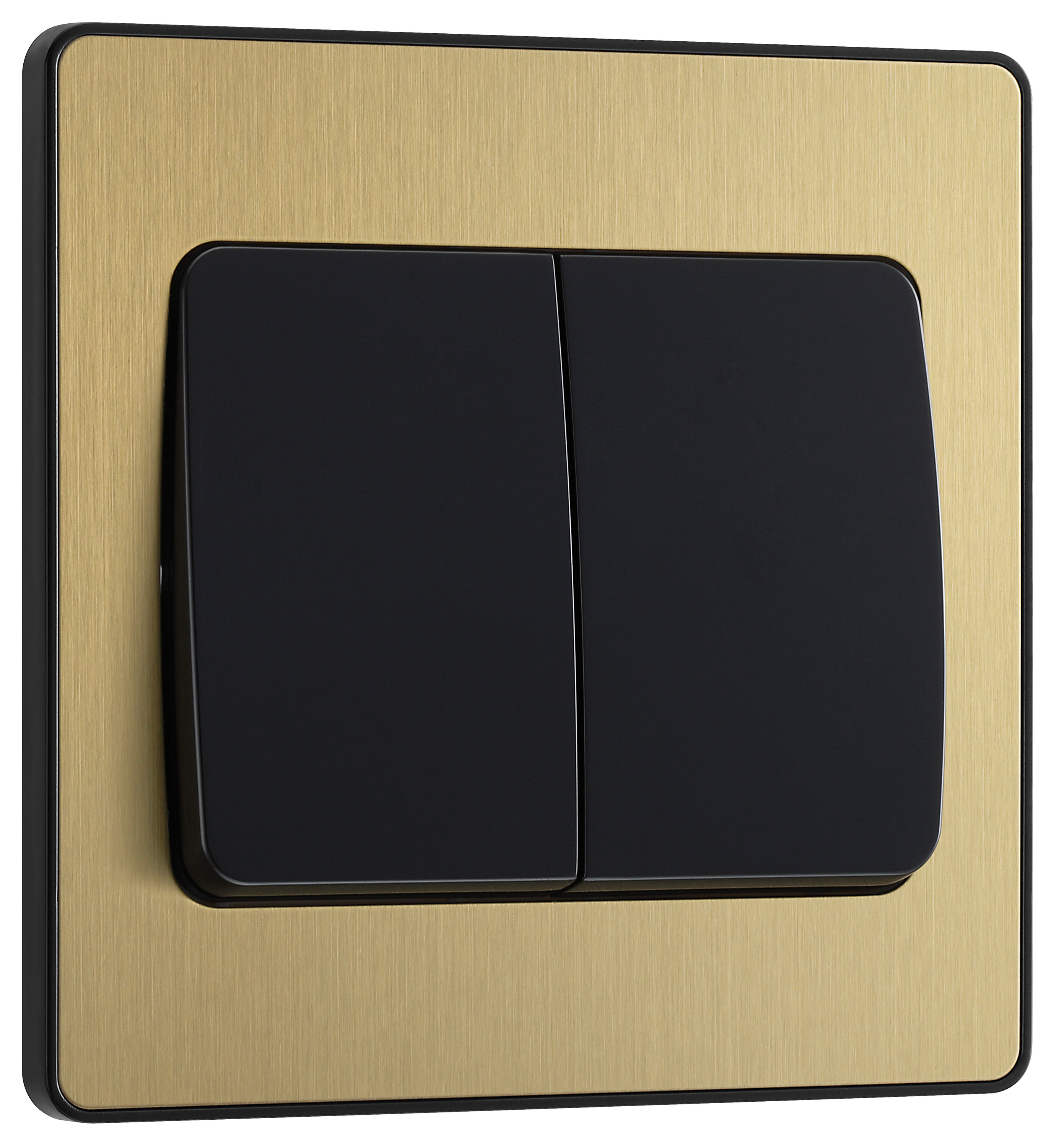 Image of BG Evolve Brushed Brass 20A 16Ax Wide Rocker Double Light Switch - 2 Way