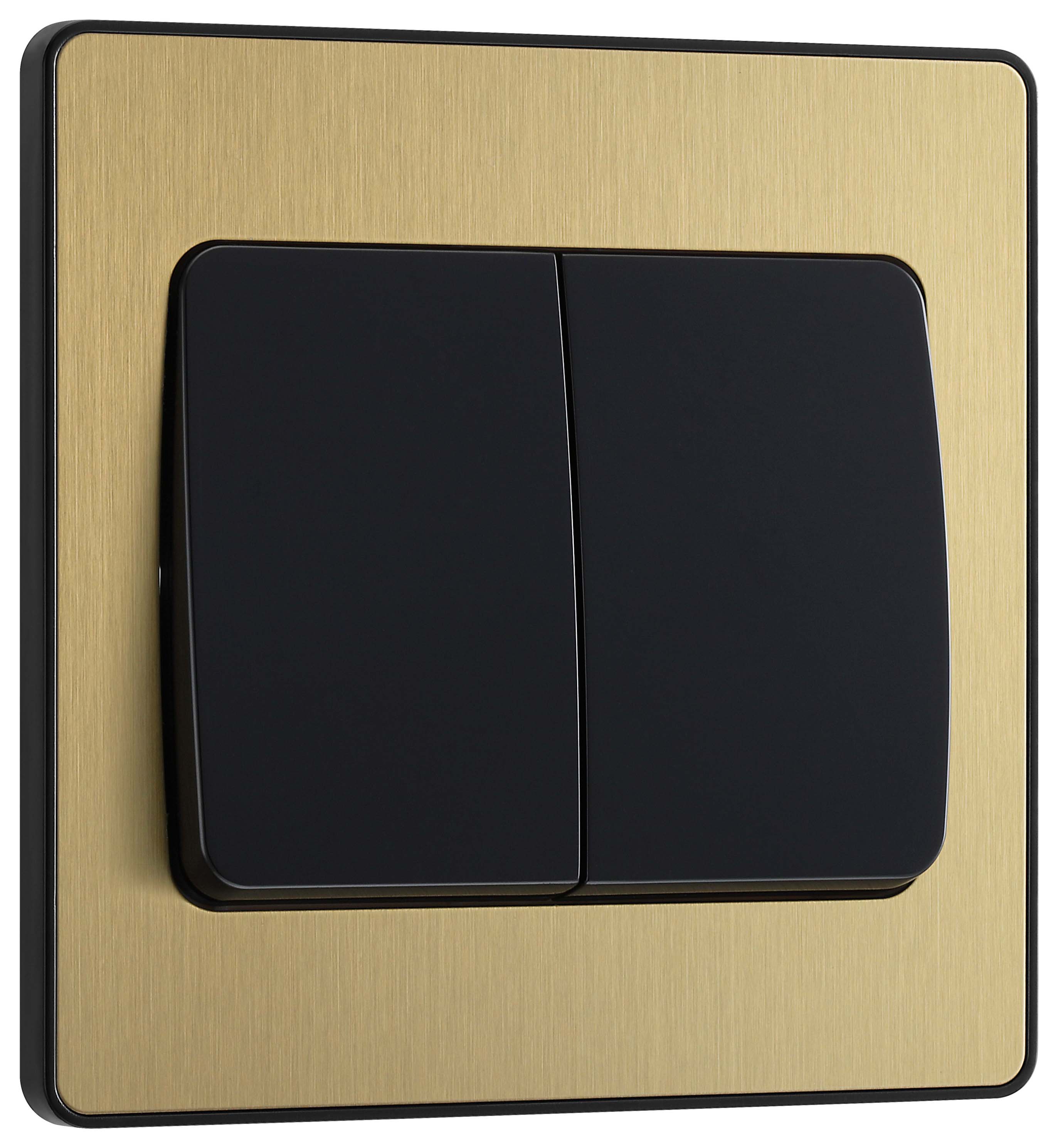 BG Evolve Brushed Brass 20A 16Ax Wide Rocker Double Light Switch - 2 Way