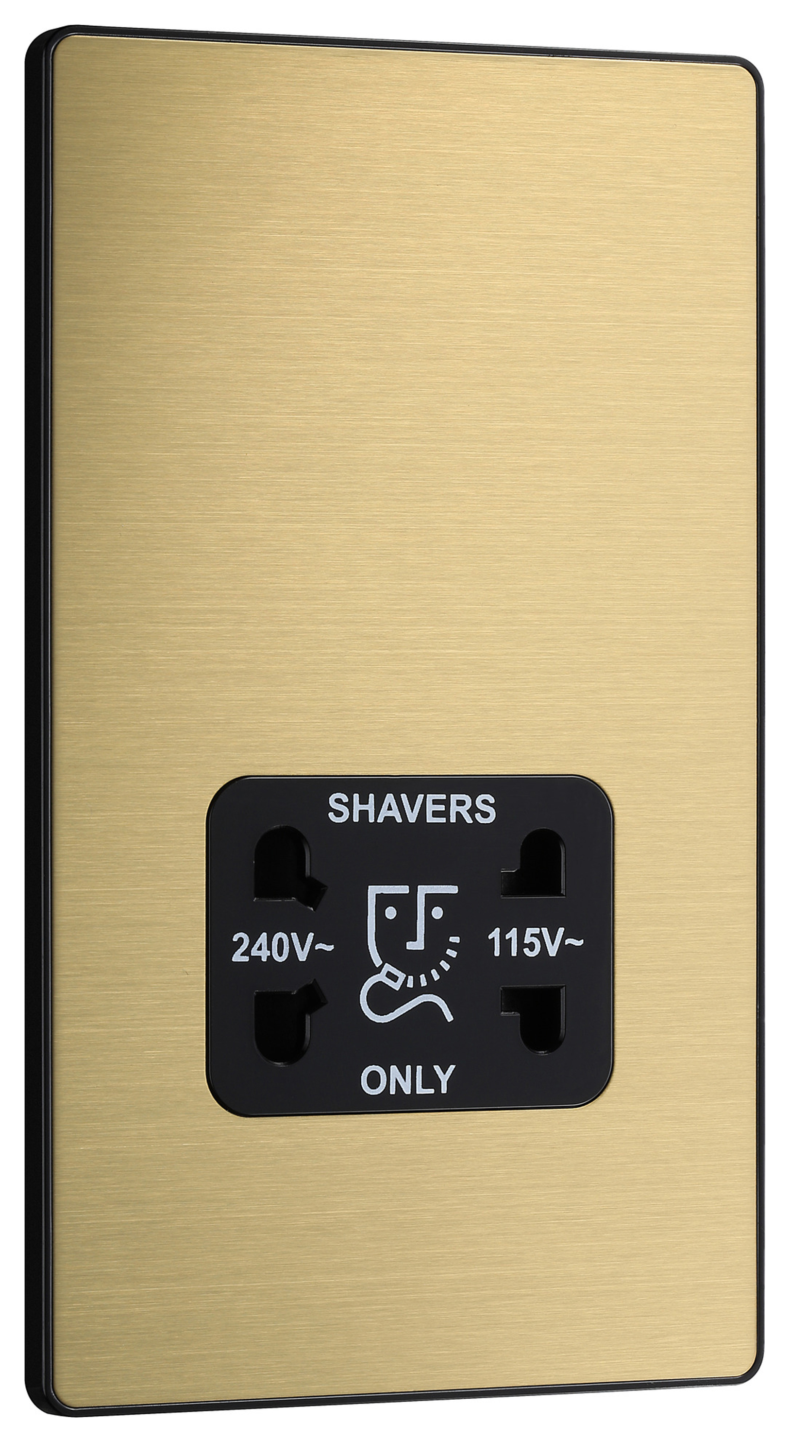 BG Evolve Brushed Brass Dual Voltage Shaver Socket - 115-240V