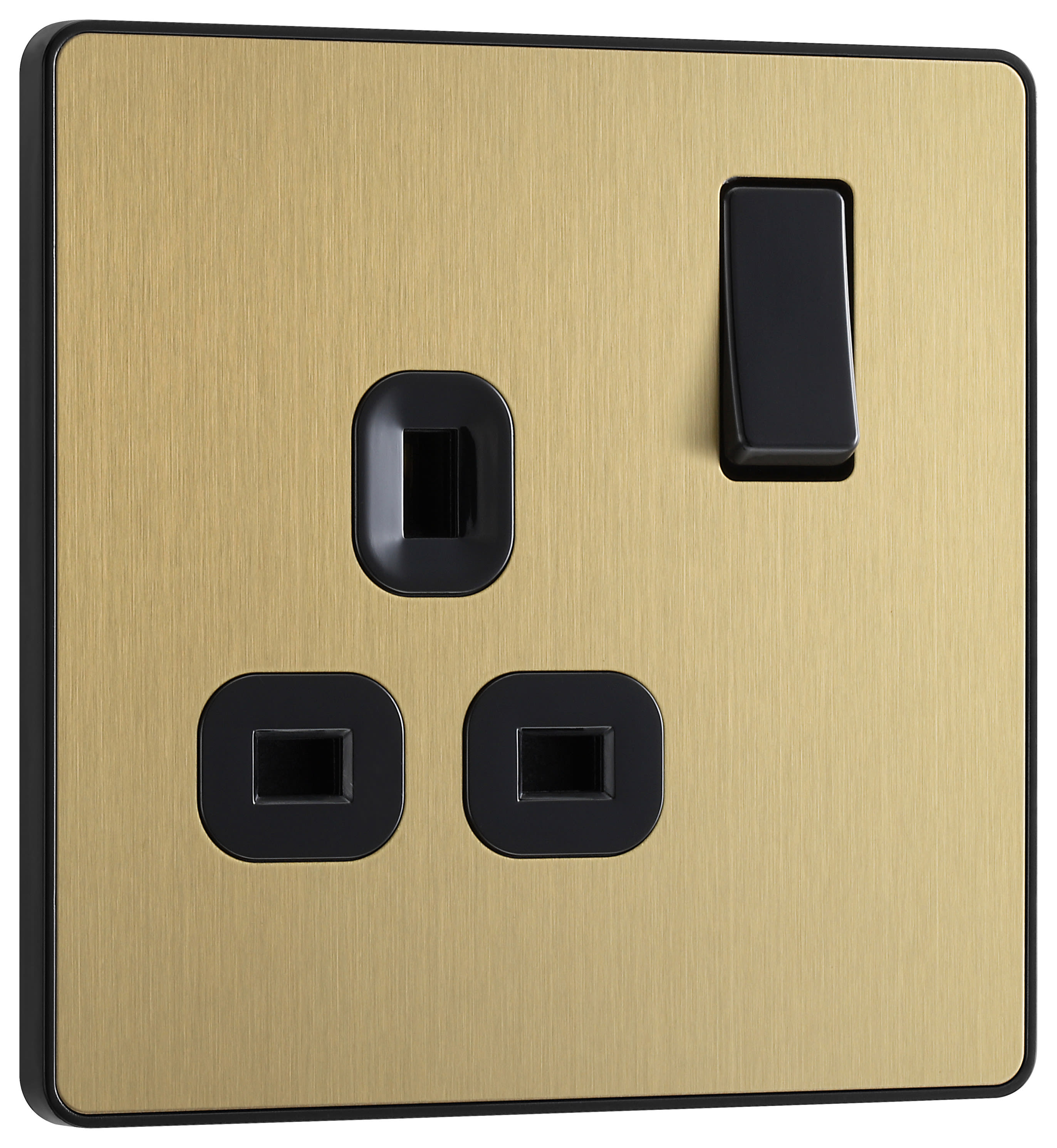 BG Evolve Brushed Brass 13A Single Switched Power Socket Wickes.co.uk