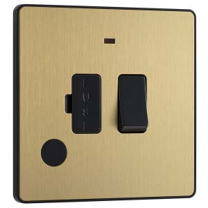 BG Evolve Brushed Brass 13A Switched Fused Connection Unit with Power Led Indicator & Flex Outlet