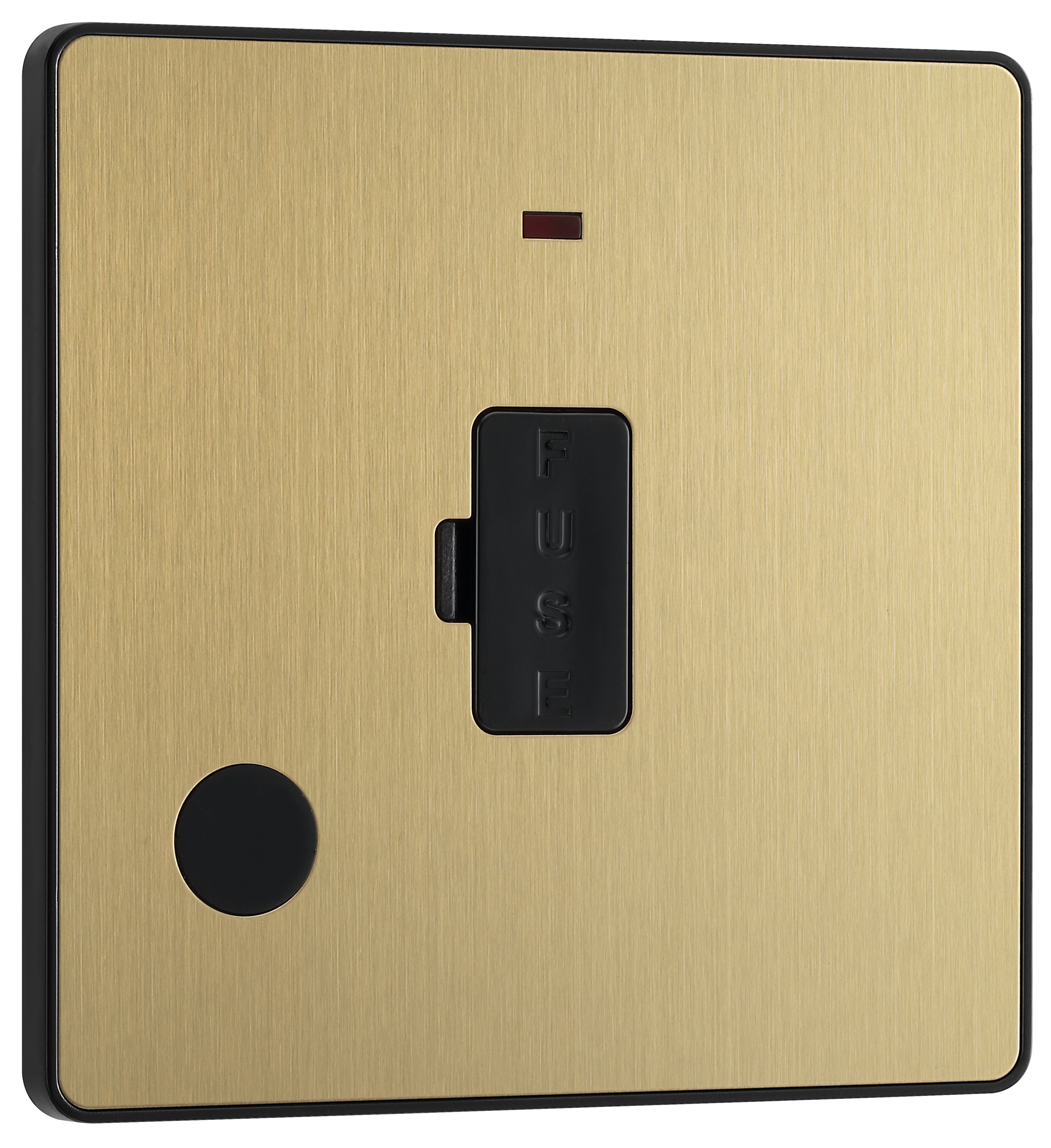 BG Evolve Brushed Brass 13A Unswitched Fused Connection Unit with Power Led Indicator & Flex Outlet