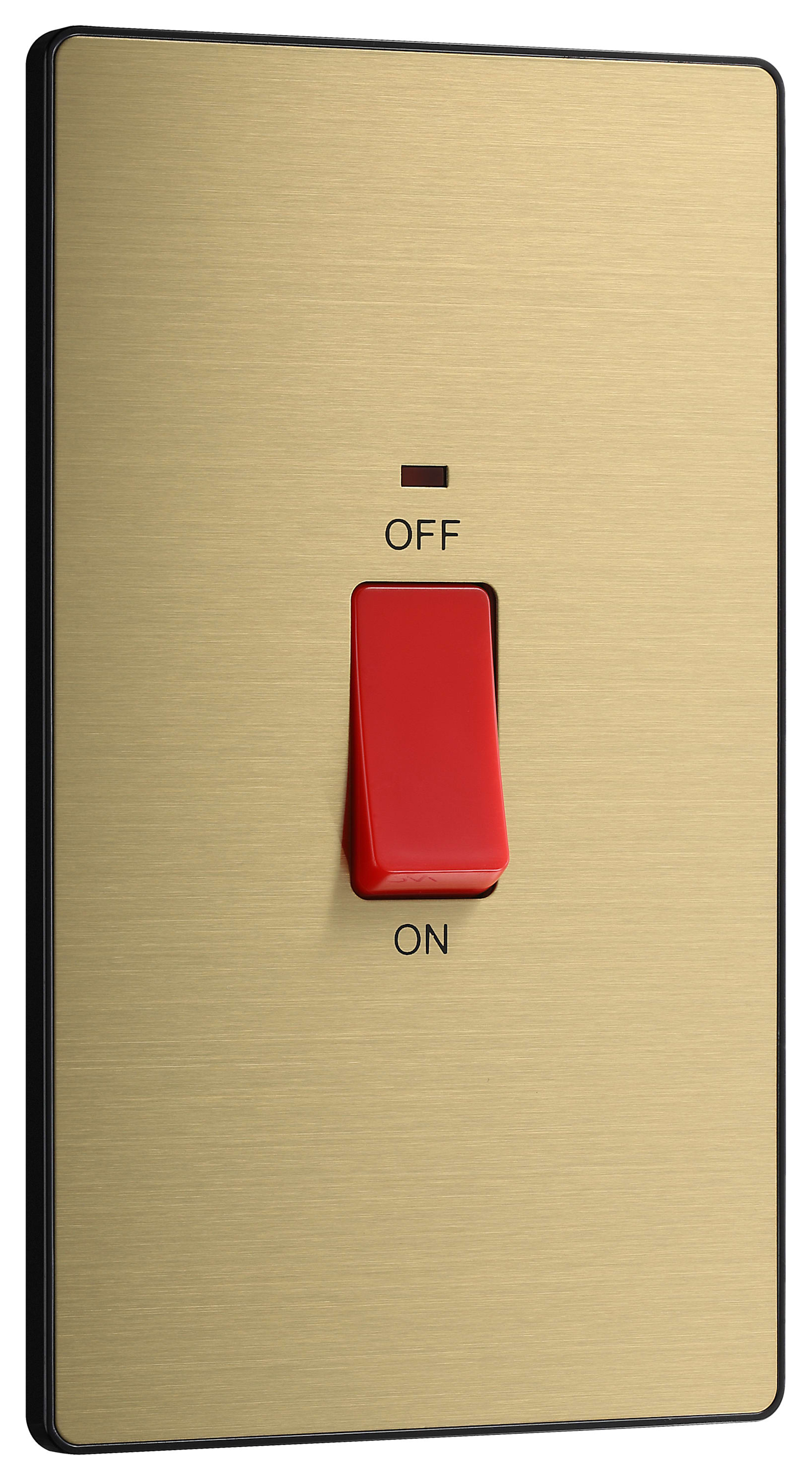 Image of BG Evolve Brushed Brass 45A Rectangular Double Pole Switch With Led Power Indicator