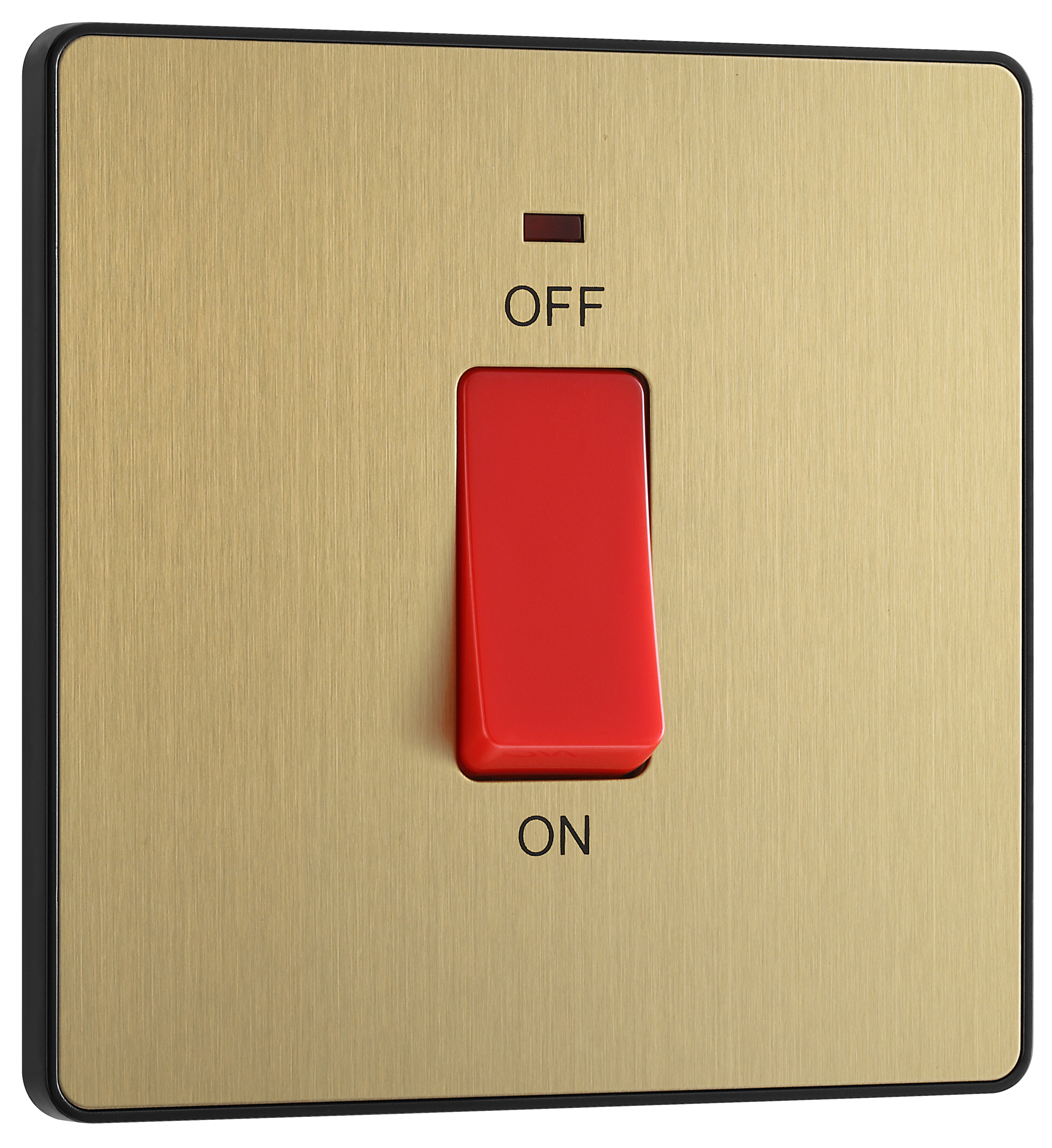 Image of BG Evolve Brushed Brass 45A Square Double Pole Switch with Led Power Indicator