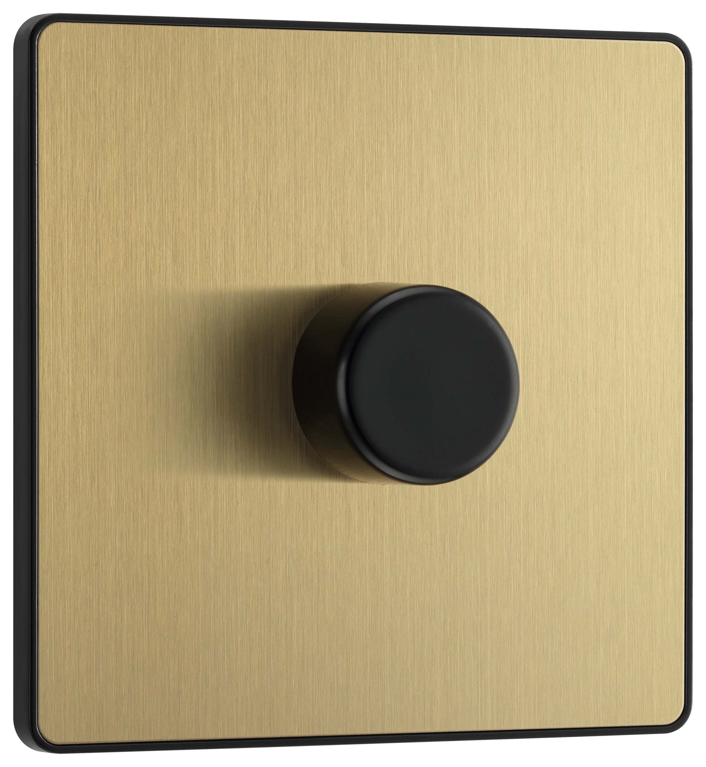 Image of BG Evolve Brushed Brass Trailing Edge Led 2 Way Push On / Off Single Dimmer Switch - 200W