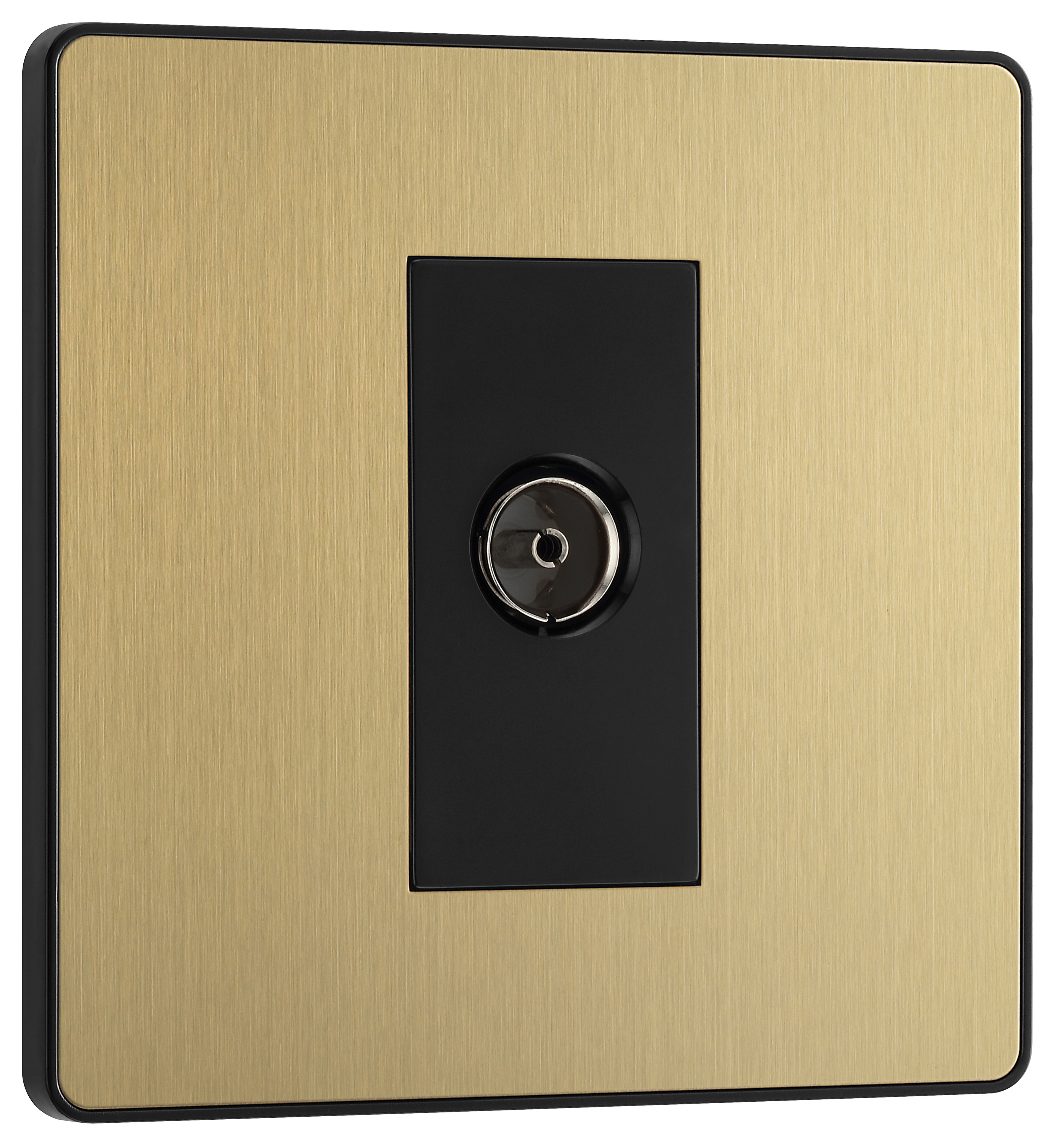 Image of BG Evolve Brushed Brass Single Socket For TV or FM Co-Axial Aerial Connection