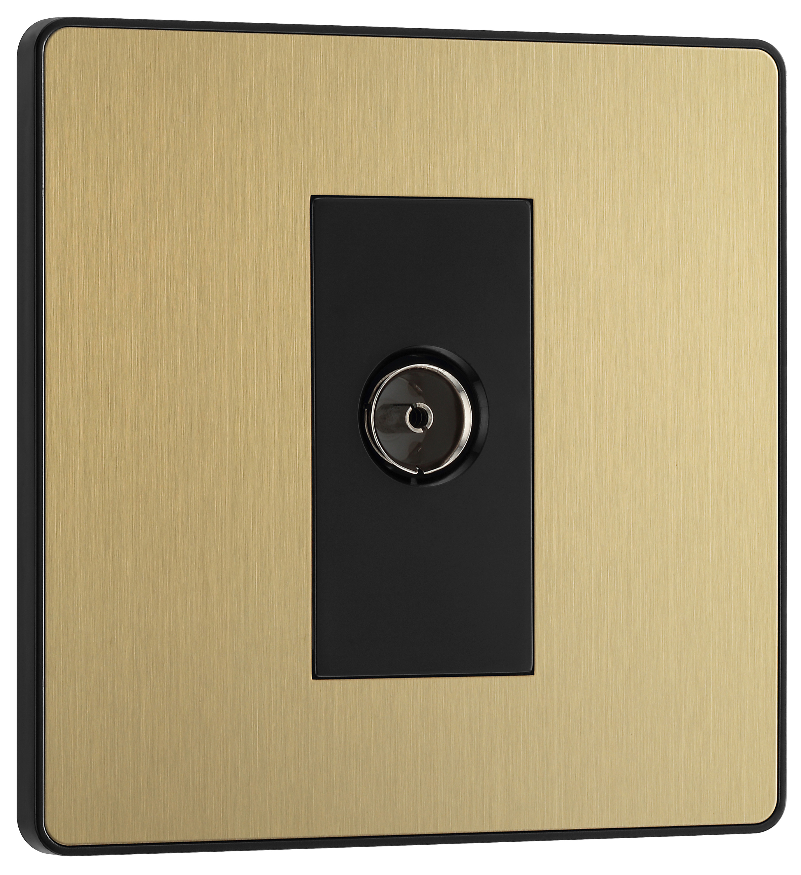 BG Evolve Brushed Brass Single Socket For TV or FM Co-Axial Aerial Connection