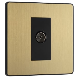 BG Evolve Brushed Brass Single Socket For TV or FM Co-Axial Aerial Connection