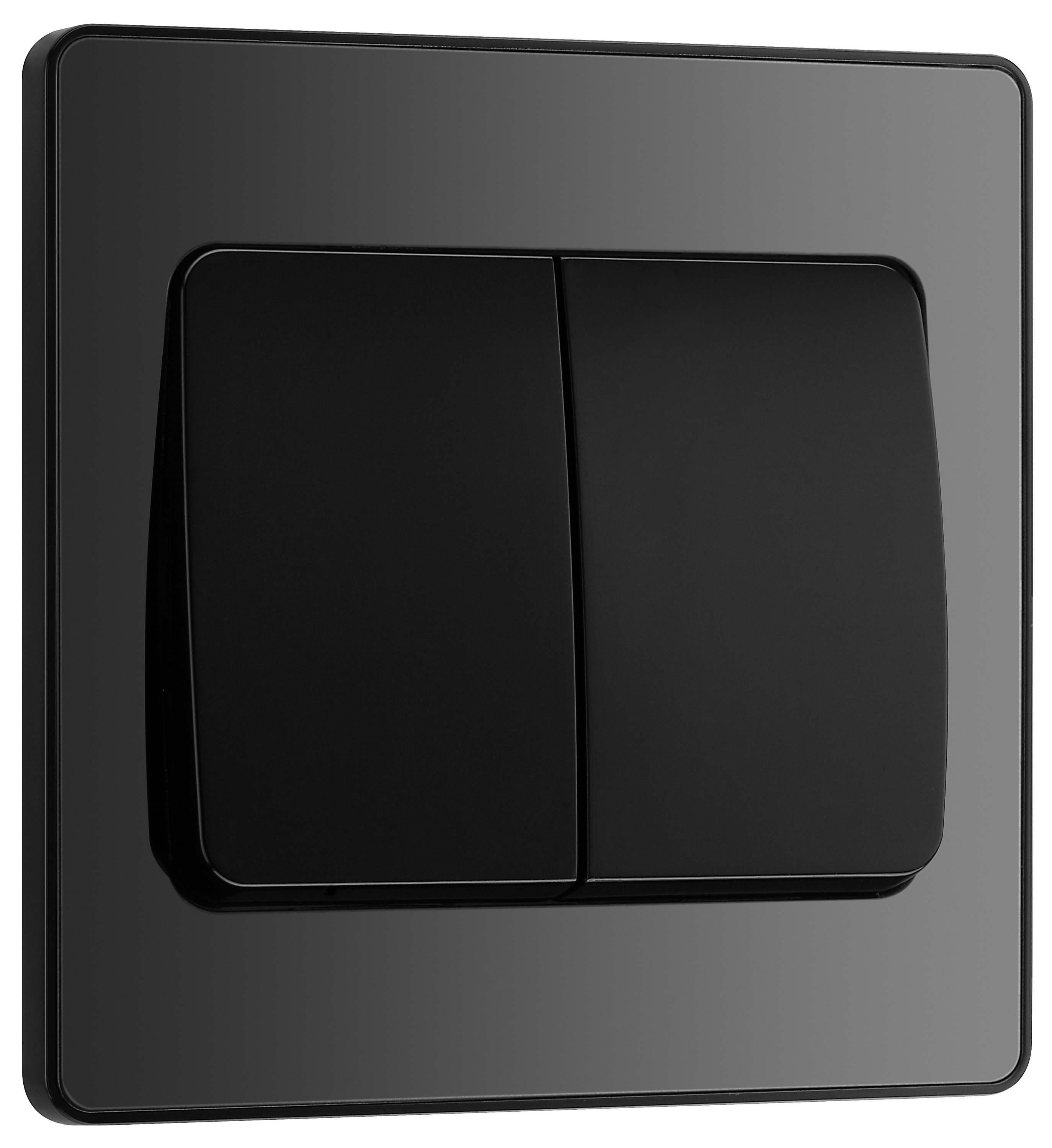 BG Evolve Black Chrome 20A 16Ax Wide Rocker Double Light Switch - 2 Way