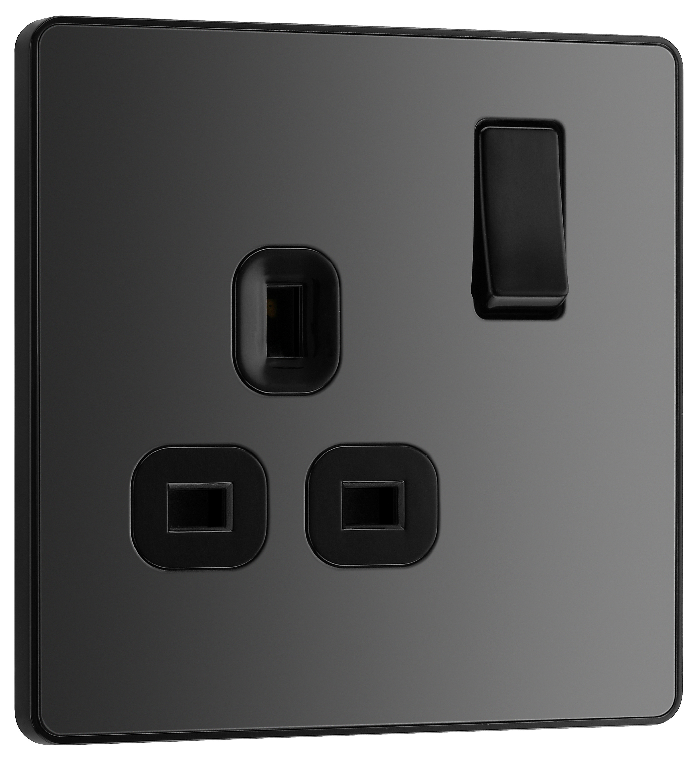 Image of BG Evolve Black Chrome 13A Single Switched Power Socket
