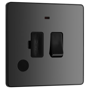 BG Evolve Black Chrome Switched 13A Fused Connection Unit with Power Led Indicator & Flex Outlet