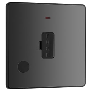 BG Evolve Black Chrome Unswitched 13A Fused Connection Unit with Power Led Indicator & Flex Outlet