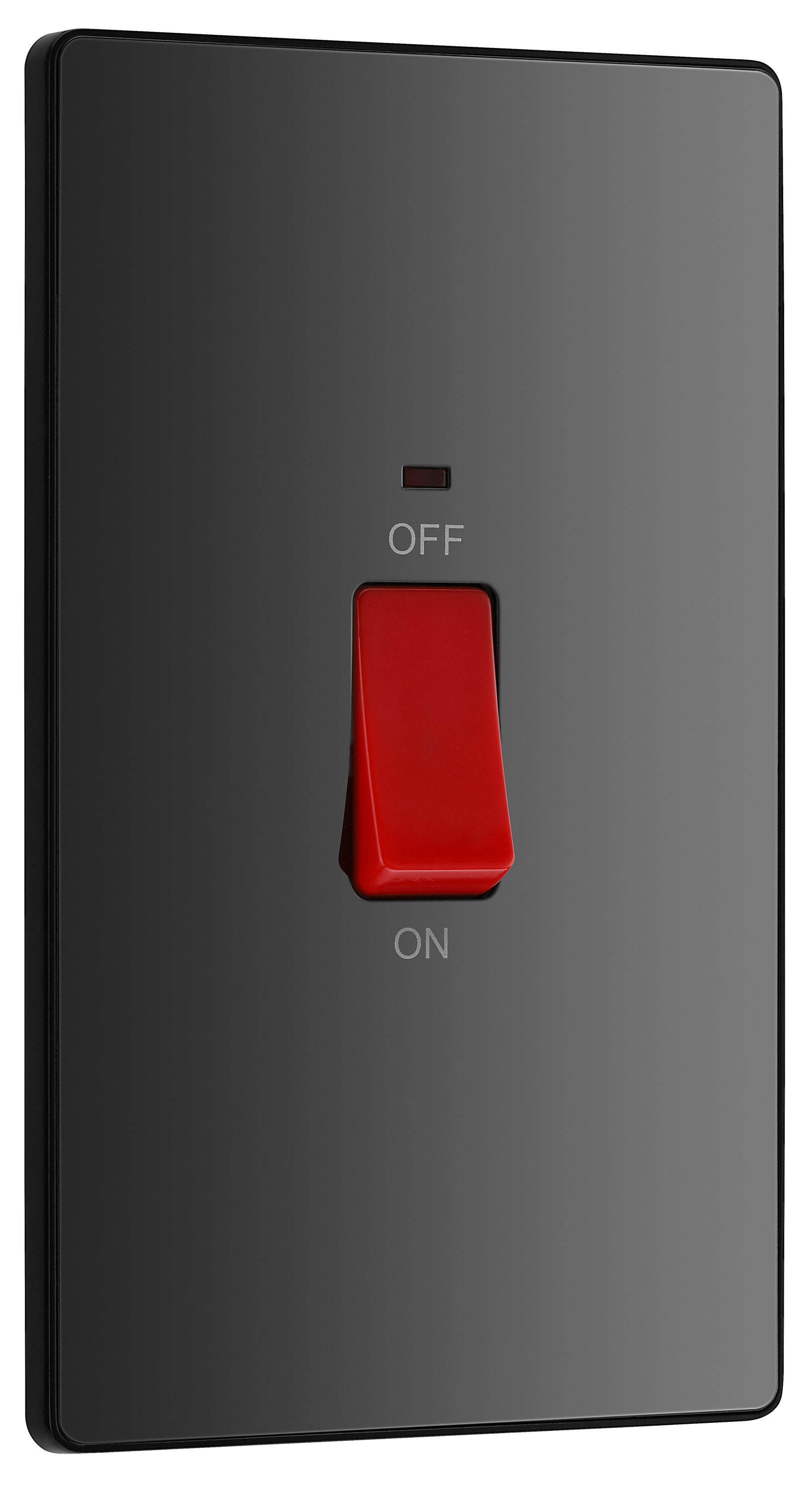 Image of BG Evolve Black Chrome 45A Rectangular Double Pole Switch with Led Power Indicator