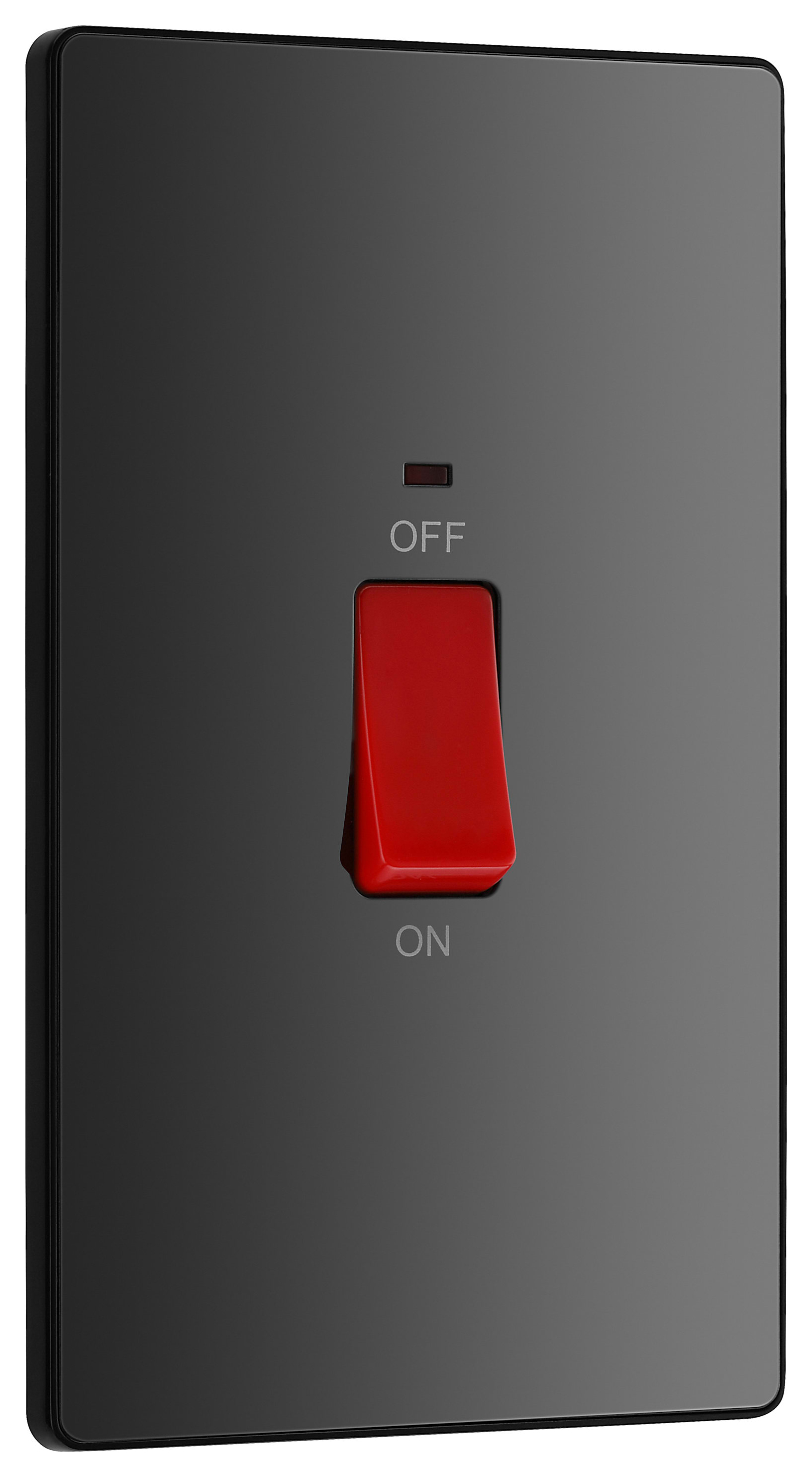 Image of BG Evolve Black Chrome 45A Rectangular Double Pole Switch with Led Power Indicator