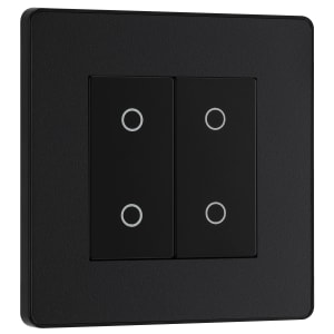 BG Evolve Matt Black (Black Ins) 200W Double Touch Dimmer Switch, 2-Way Master