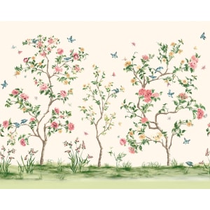 Origin Murals Oriental Flower Tree Cream Wall Mural - 3 x 2.4m