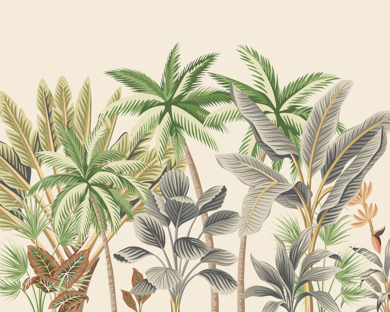 Image of Origin Murals Tropical Palm Trees Natural Wall Mural - 3 x 2.4m