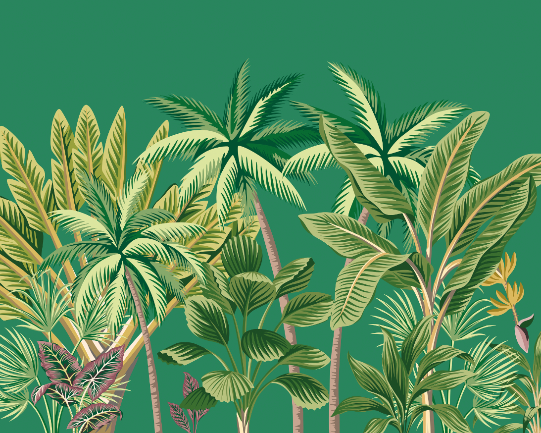 Image of Origin Murals Tropical Palm Trees Green Wall Mural - 3 x 2.4m