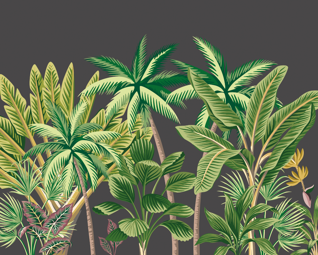 Image of Origin Murals Tropical Palm Trees Black Wall Mural - 3 x 2.4m