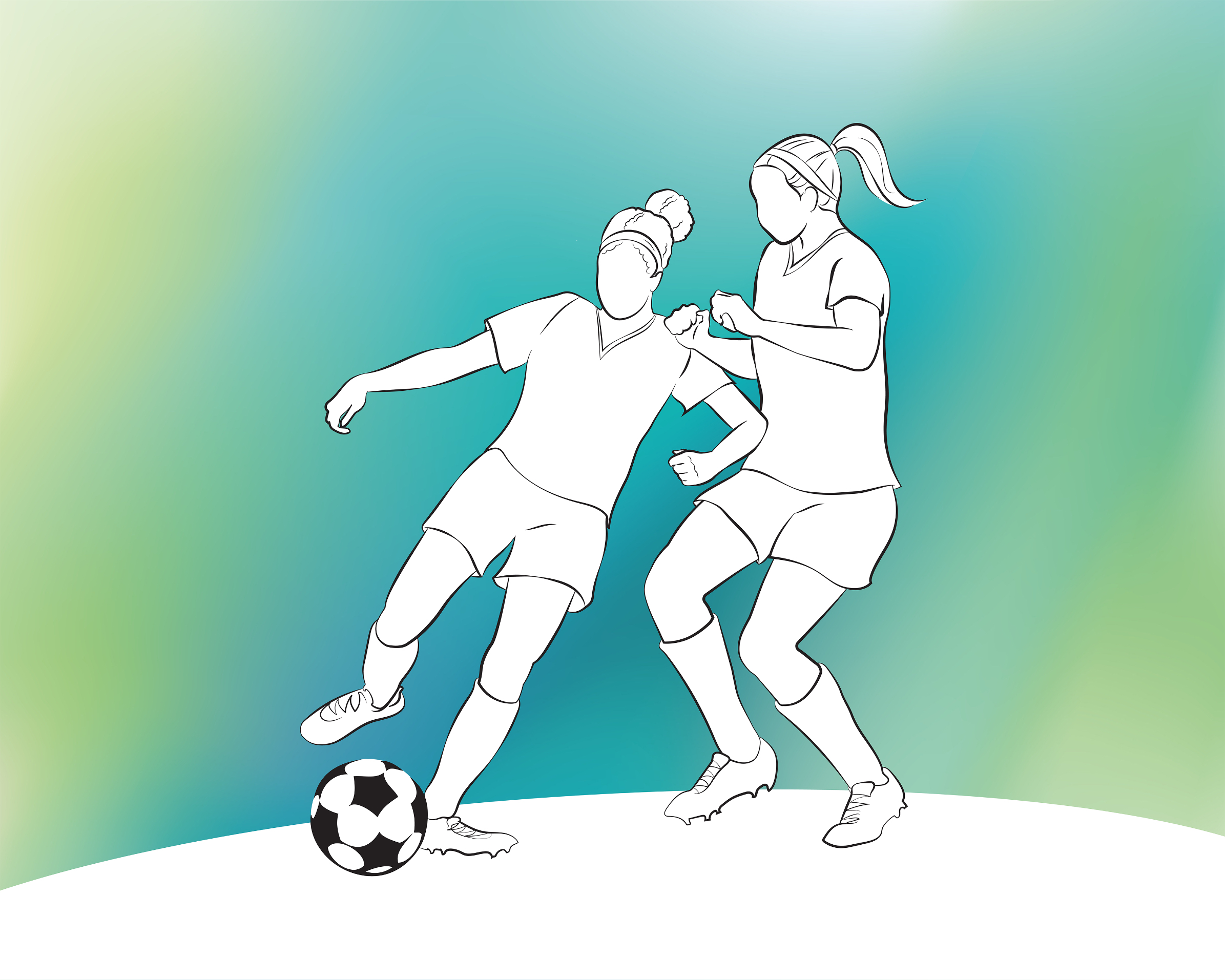 Image of Origin Murals Girls Playing Football Green Wall Mural - 3 x 2.4m