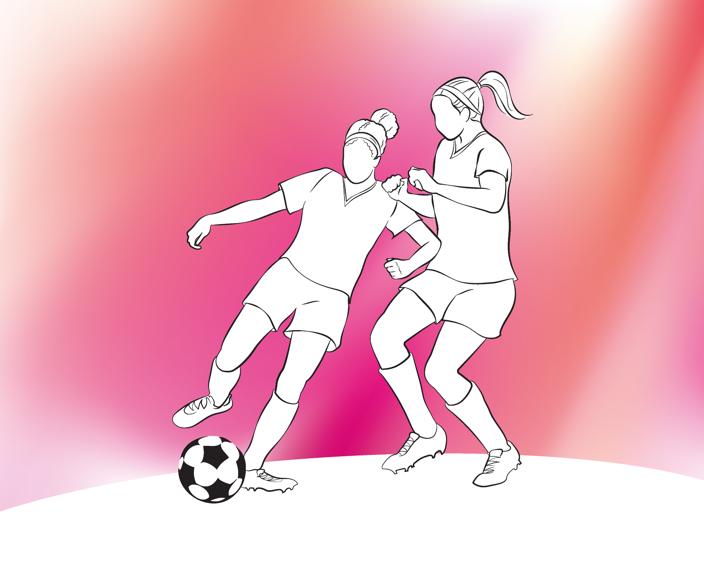 Image of Origin Murals Girls Playing Football Pink Wall Mural - 3 x 2.4m