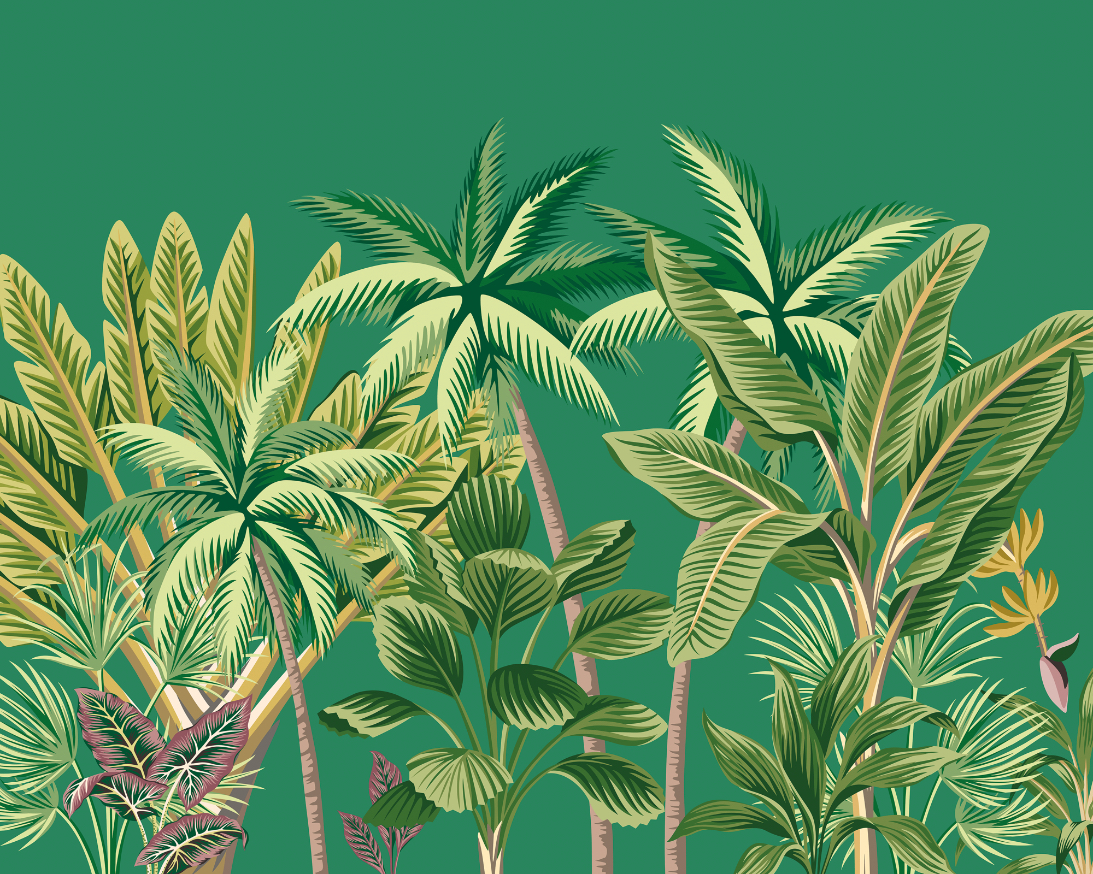 Origin Murals Tropical Palm Trees Green Wall Mural - 3.5 x 2.8m