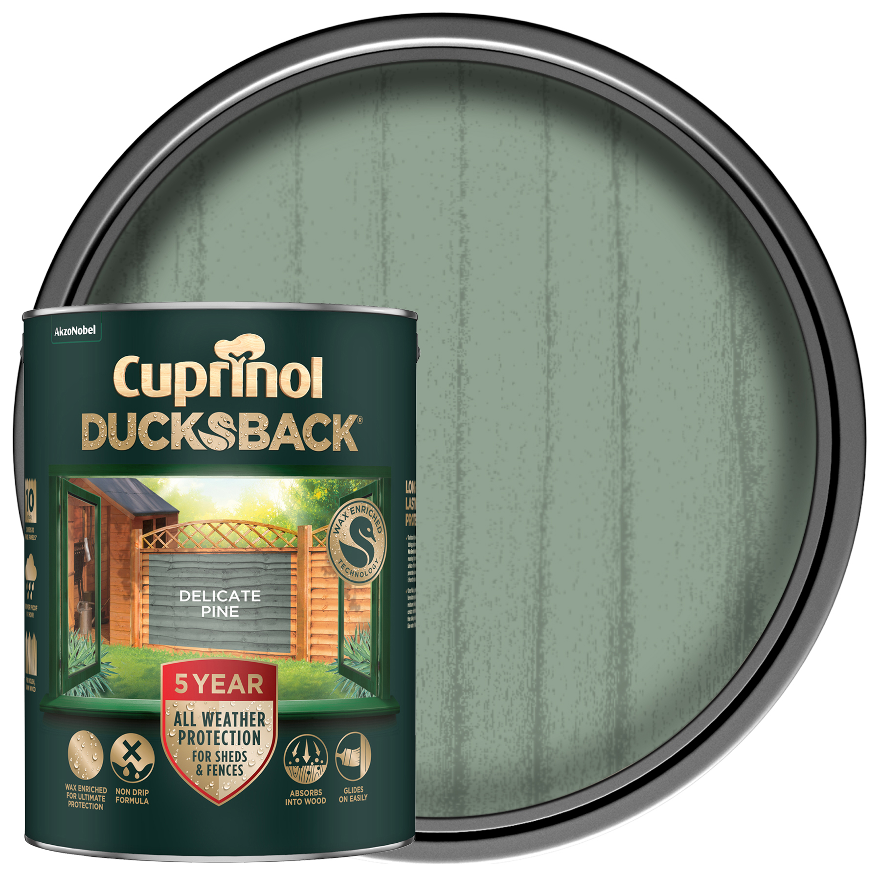 Cuprinol 5 Year Ducksback Matt Shed & Fence Treatment - Delicate Pine - 5L