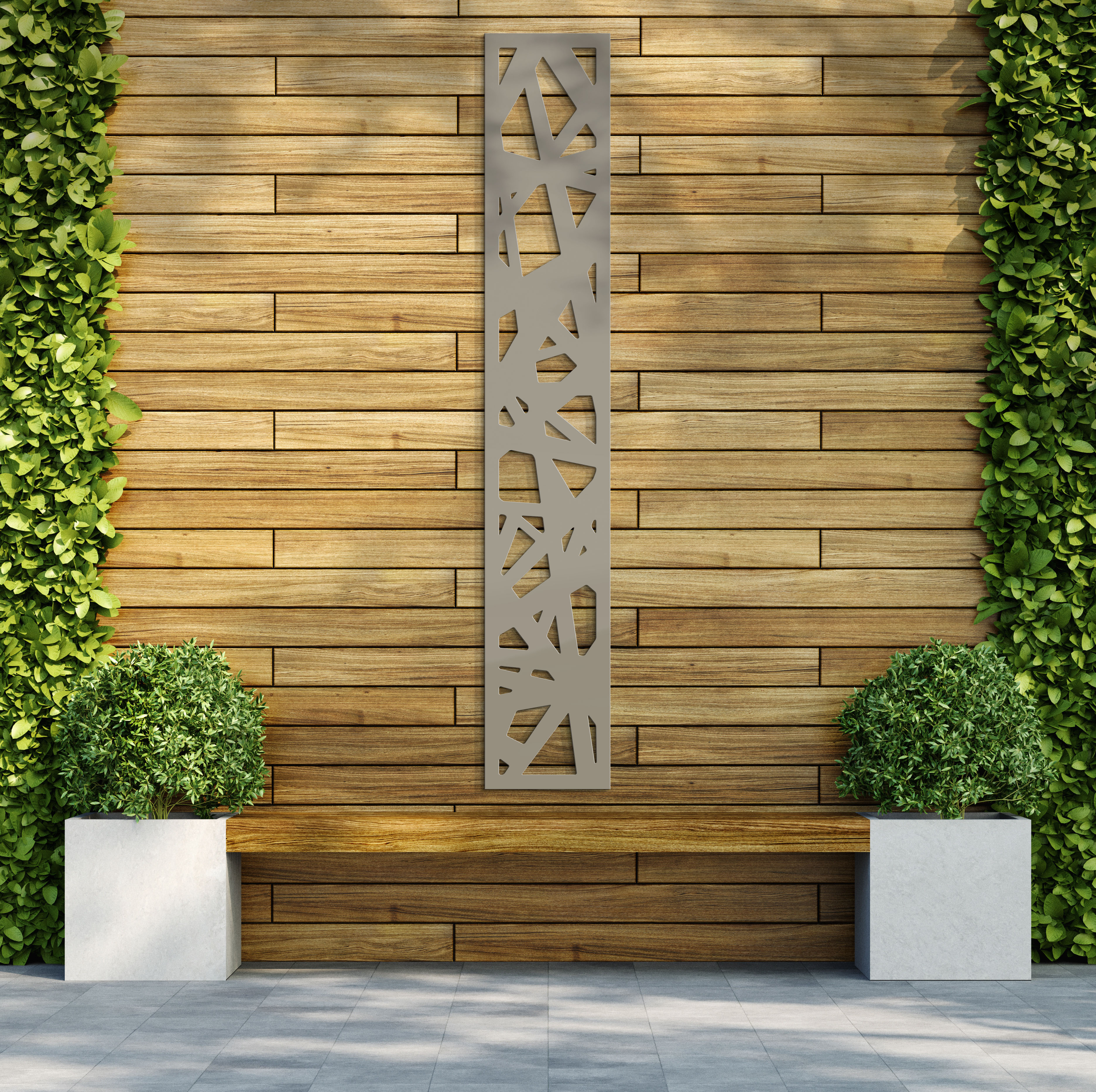 Image of Aztec Stone Grey Decorative Garden Screen - 1800 x 300mm