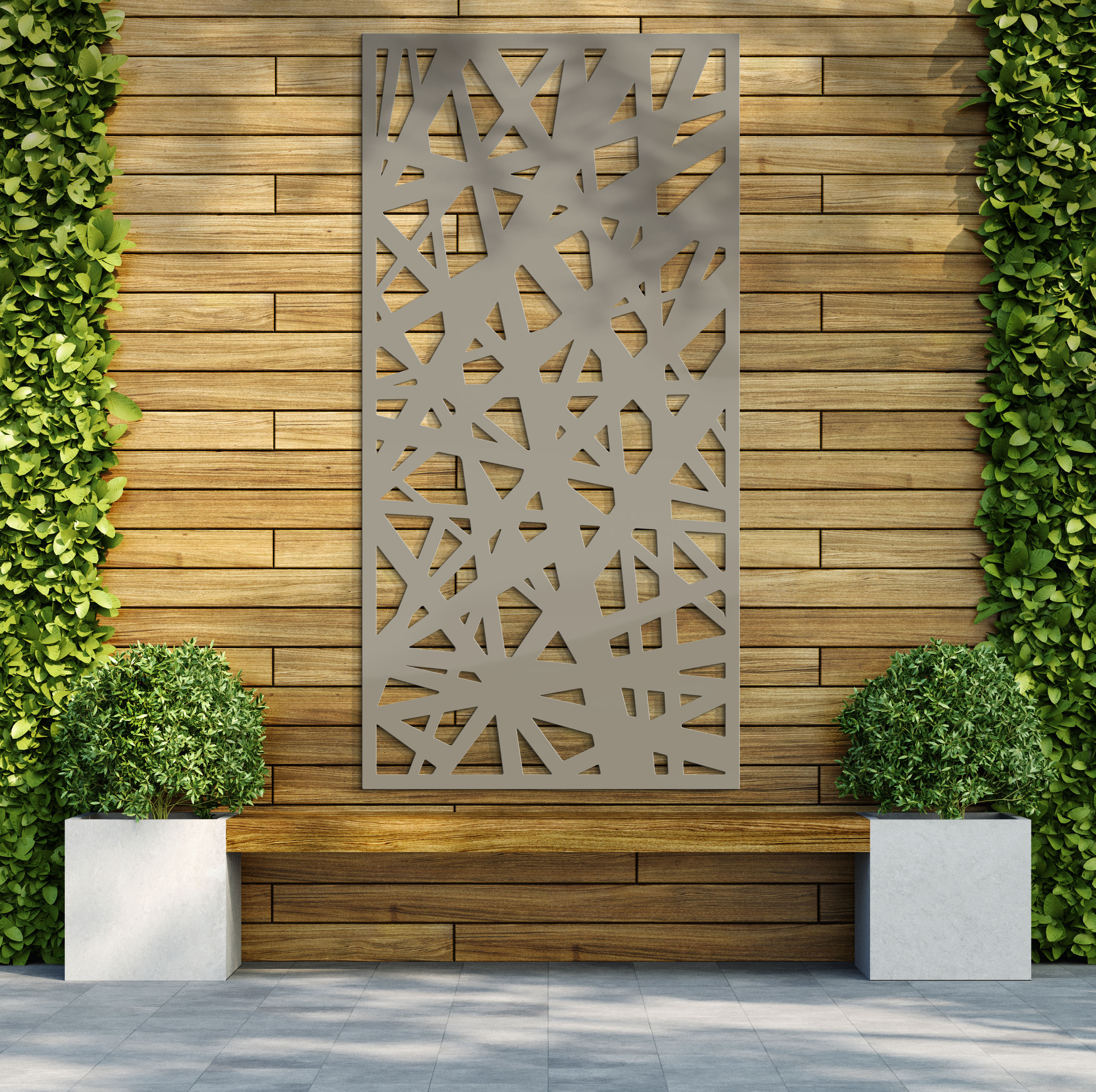 Image of Aztec Stone Grey Decorative Garden Screen - 1800 x 900mm