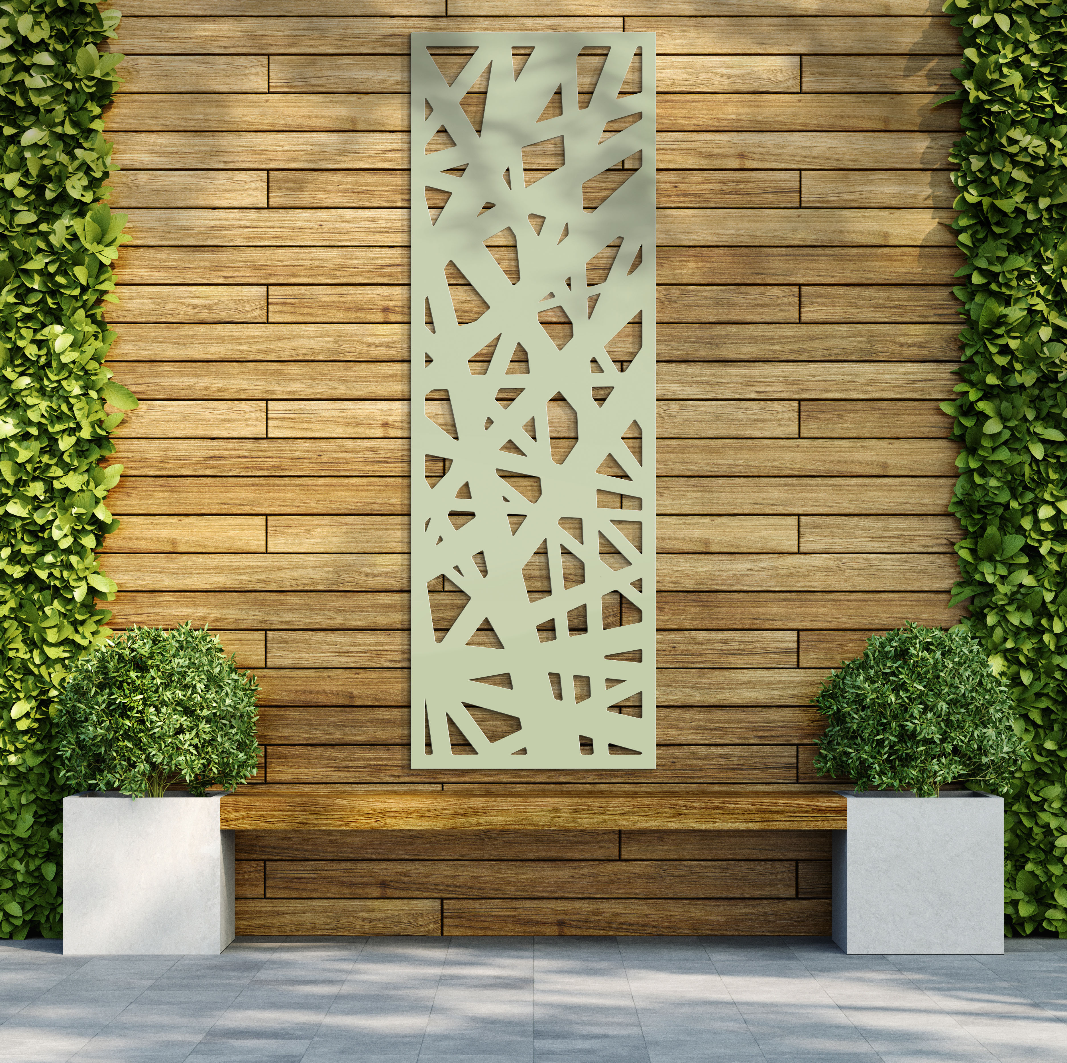 Image of Aztec Soft Sage Decorative Garden Screen - 1800 x 600mm