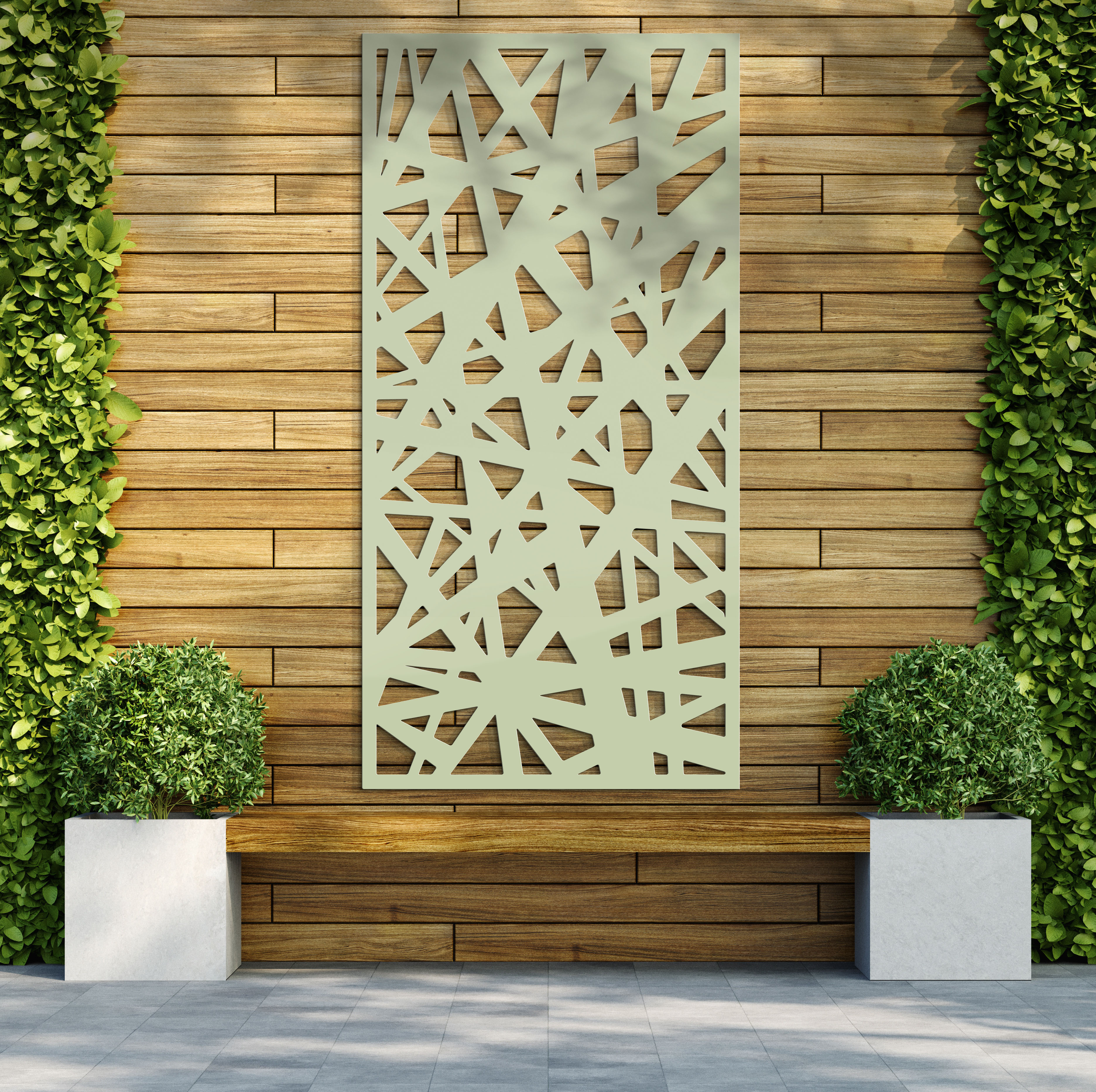 Image of Aztec Soft Sage Decorative Garden Screen - 1800 x 900mm