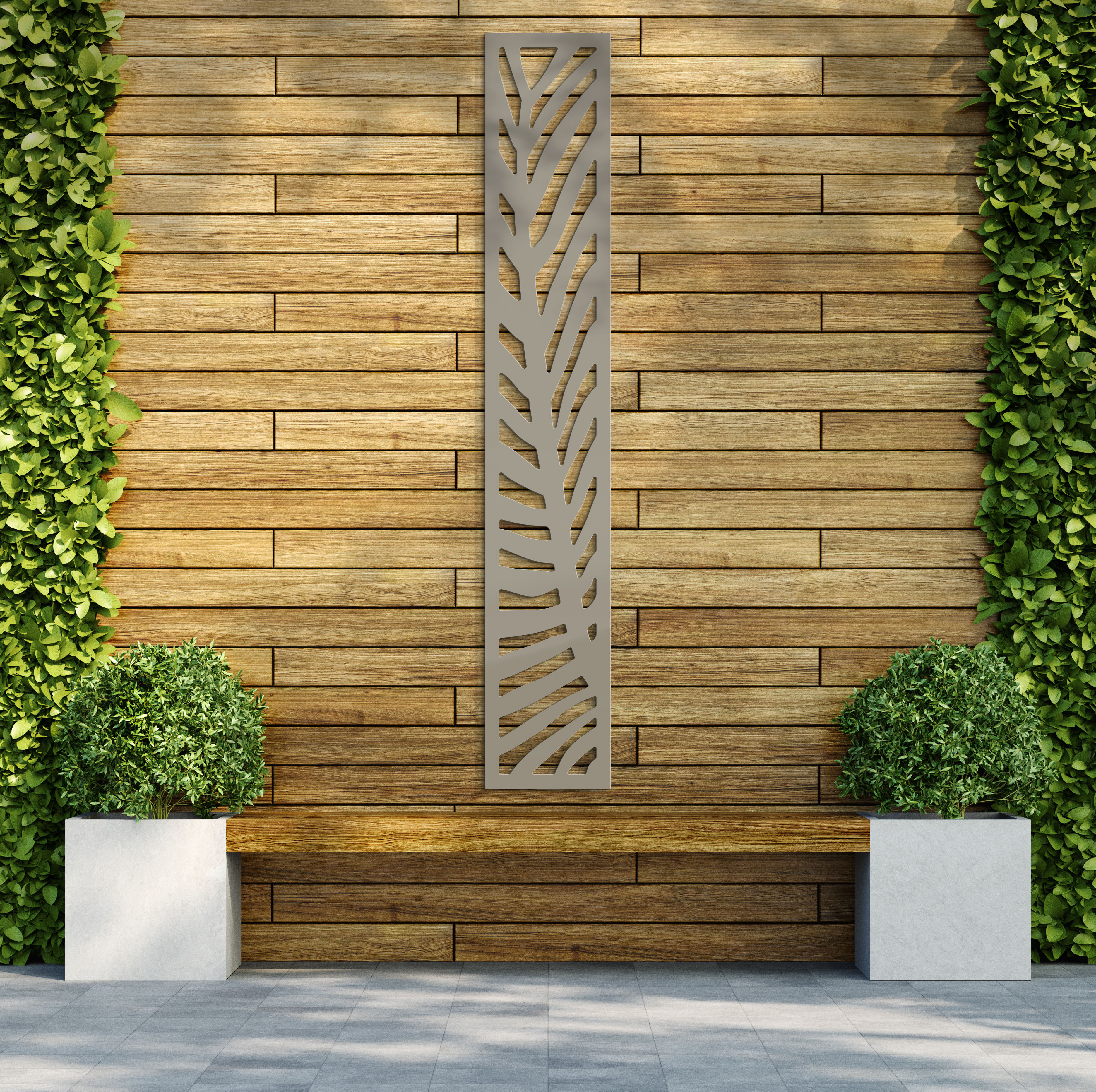 Image of Fern Stone Grey Decorative Garden Screen - 1800 x 300mm