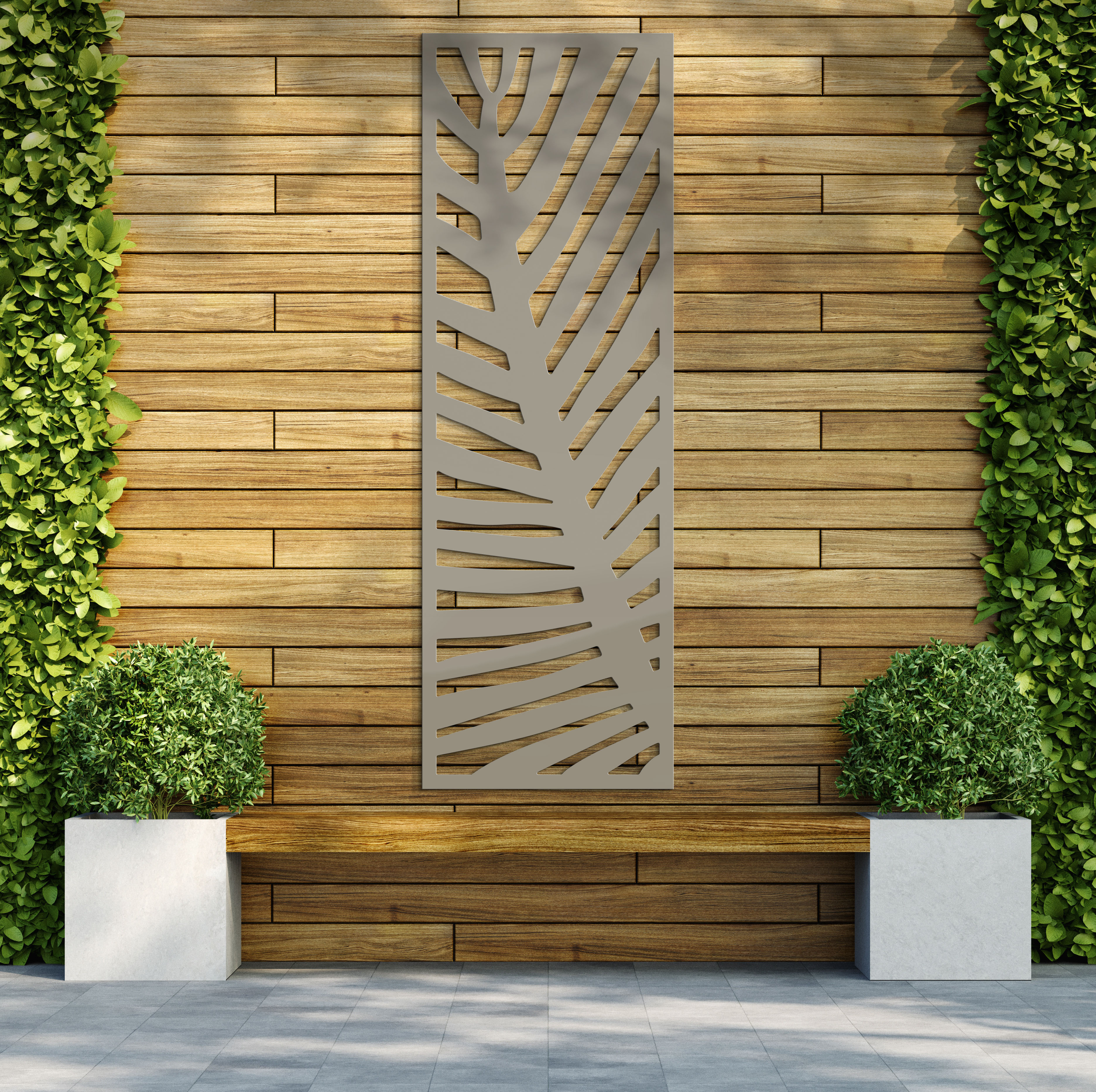 Image of Fern Stone Grey Decorative Garden Screen - 1800 x 600mm