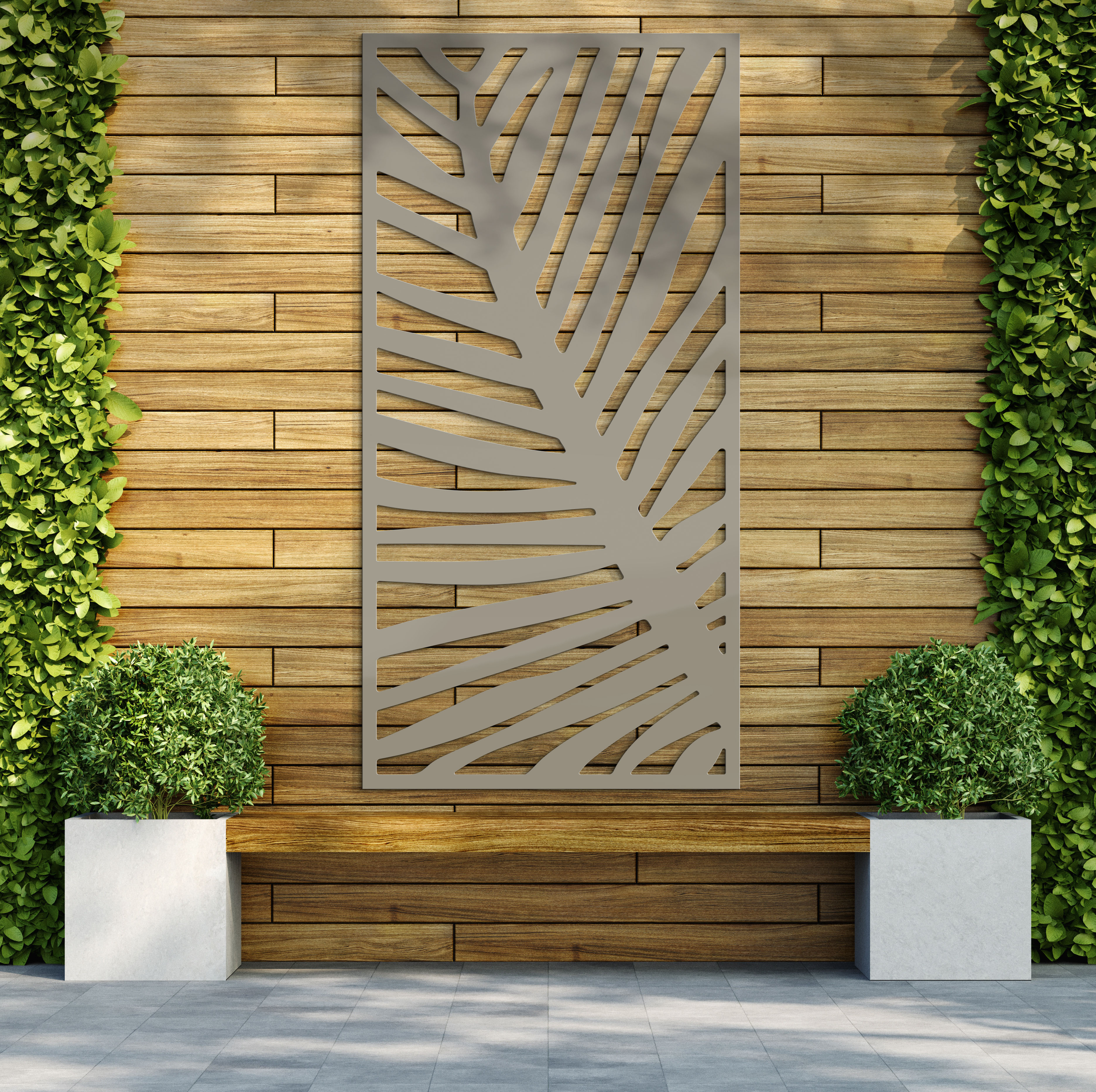 Image of Fern Stone Grey Decorative Garden Screen - 1800 x 900mm