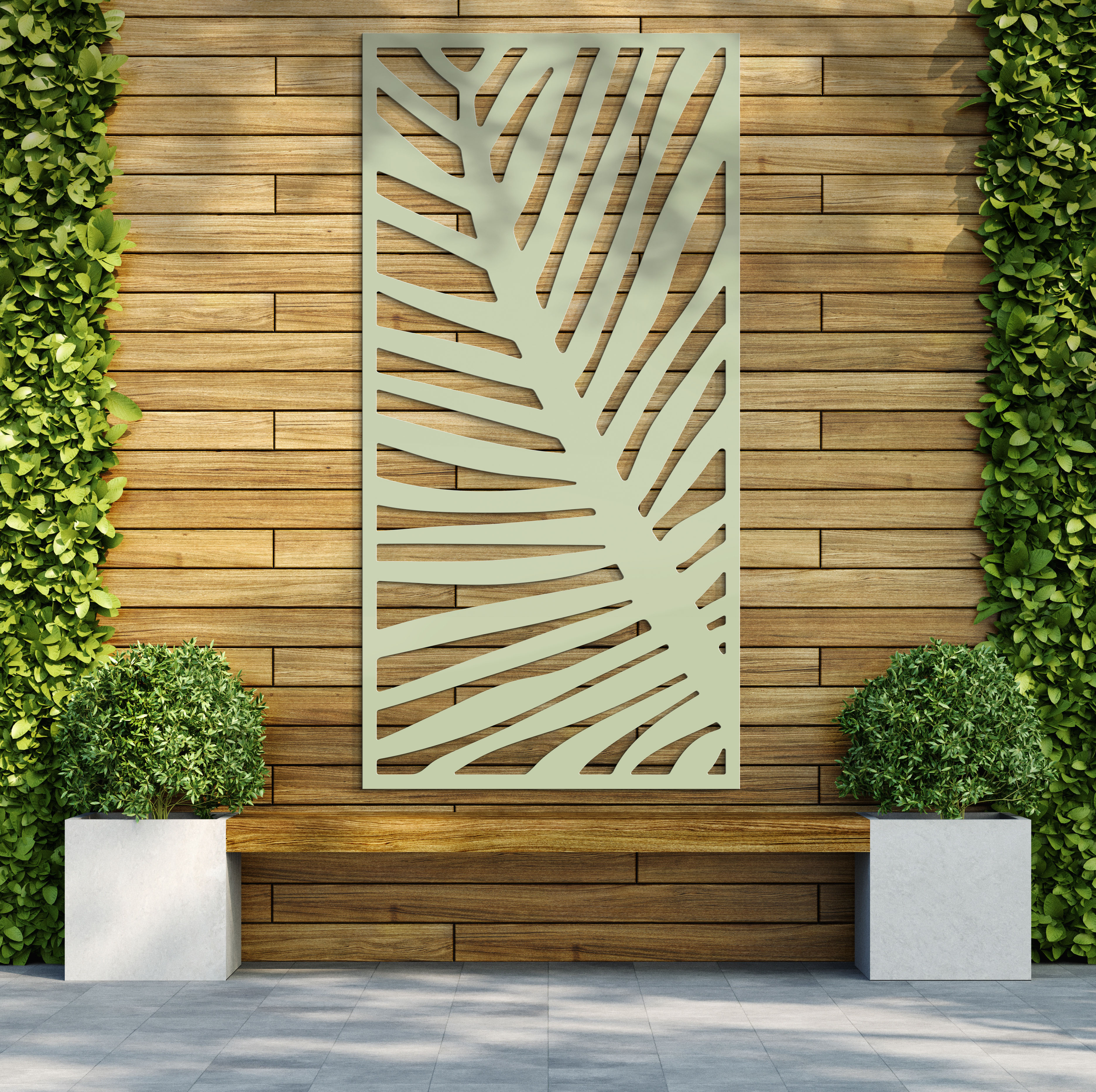 Image of Fern Soft Sage Decorative Garden Screen - 1800 x 900mm