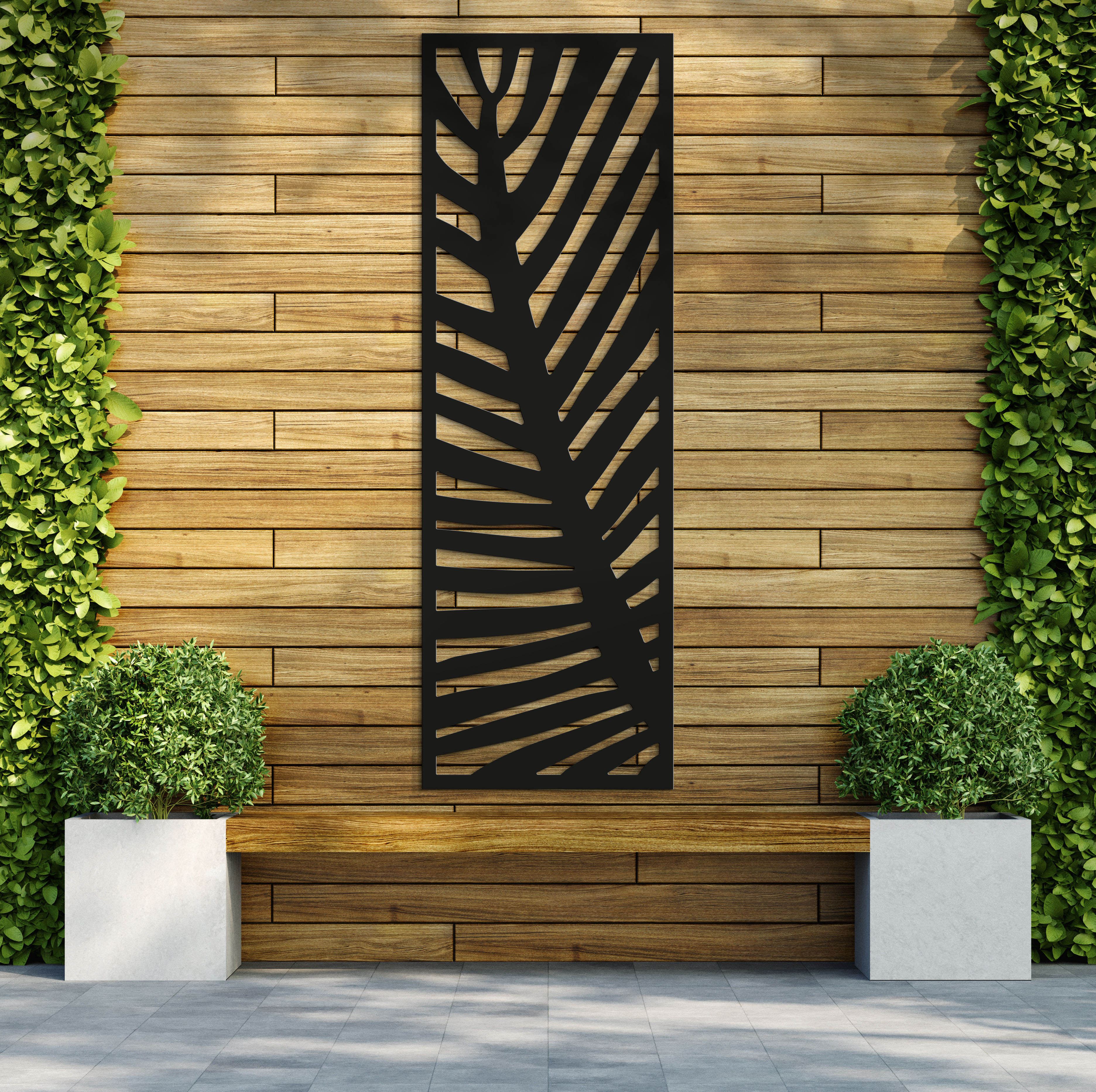 Image of Fern Anthracite Decorative Garden Screen - 1800 x 600mm