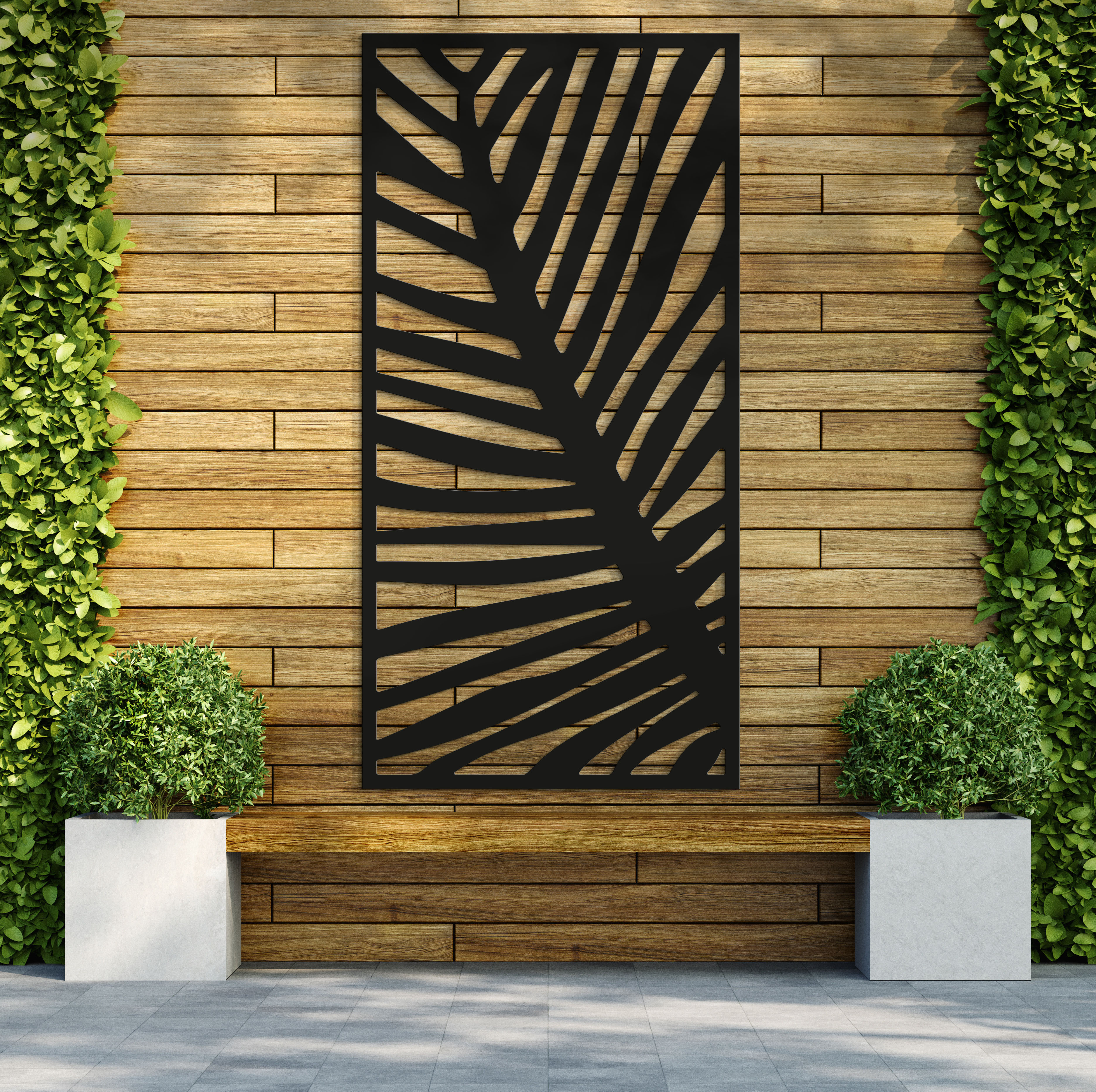 Image of Fern Anthracite Decorative Garden Screen - 1800 x 900mm