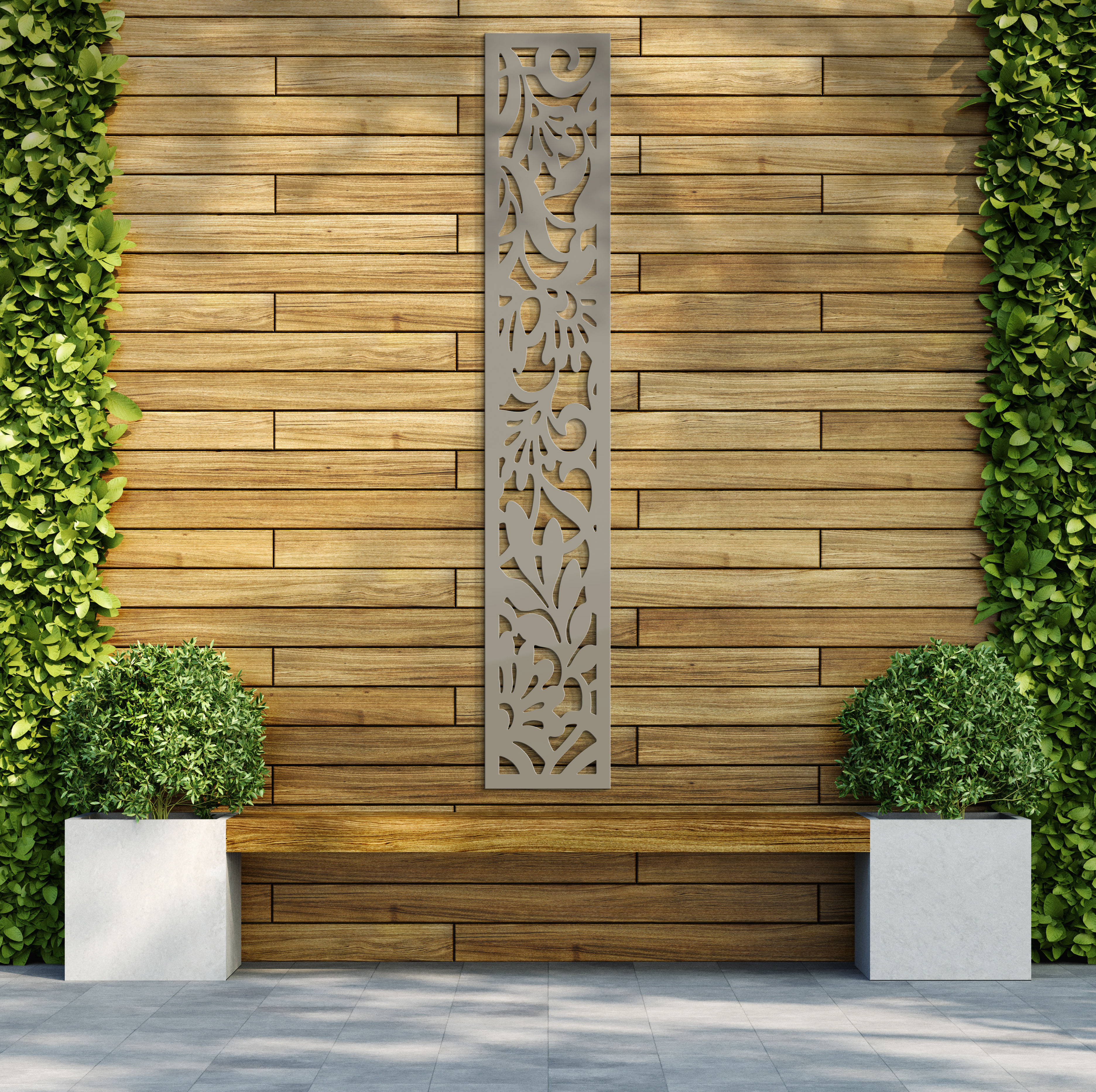 Image of Honeysuckle Stone Grey Decorative Garden Screen - 1800 x 300mm